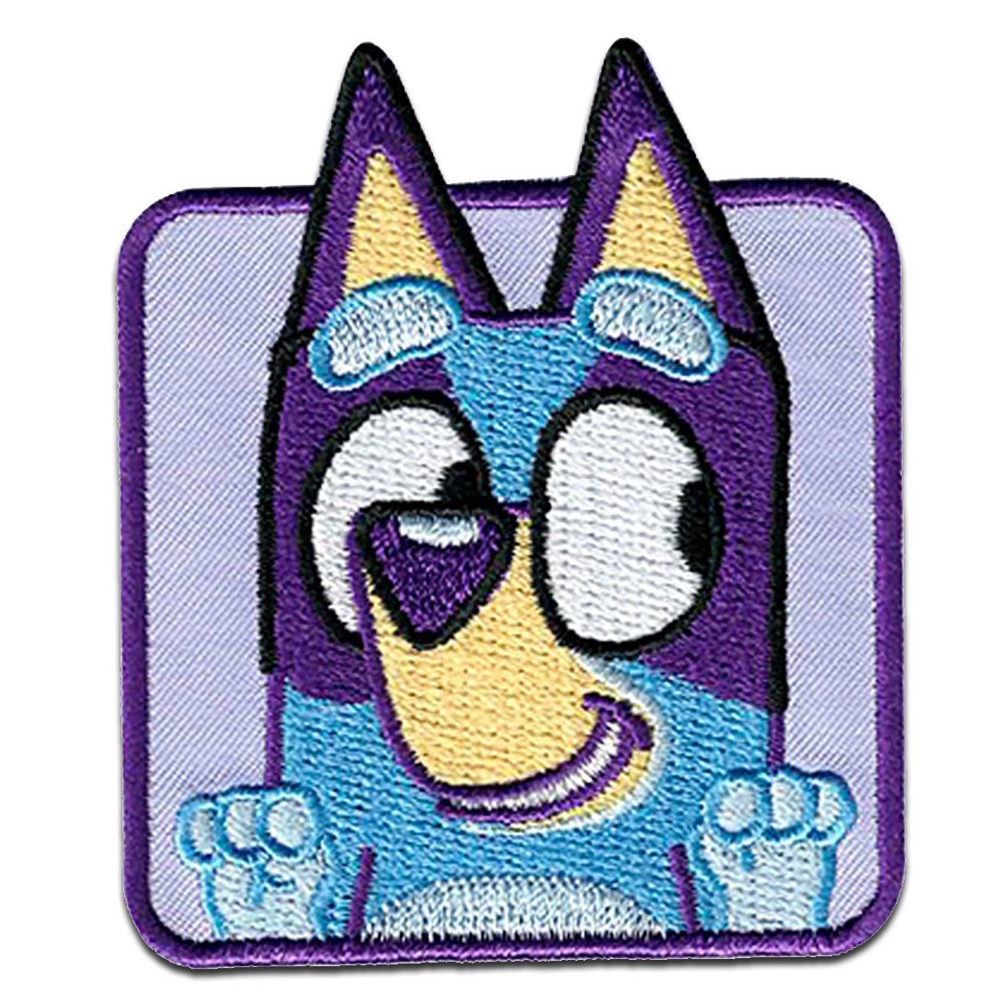 Bluey Aufnäher Bügelbild, Aufbügler, Applikationen, Patches, Flicken, zum aufbügeln, Polyester, Bluey © schaut - Größe: 6 x 5,2 cm