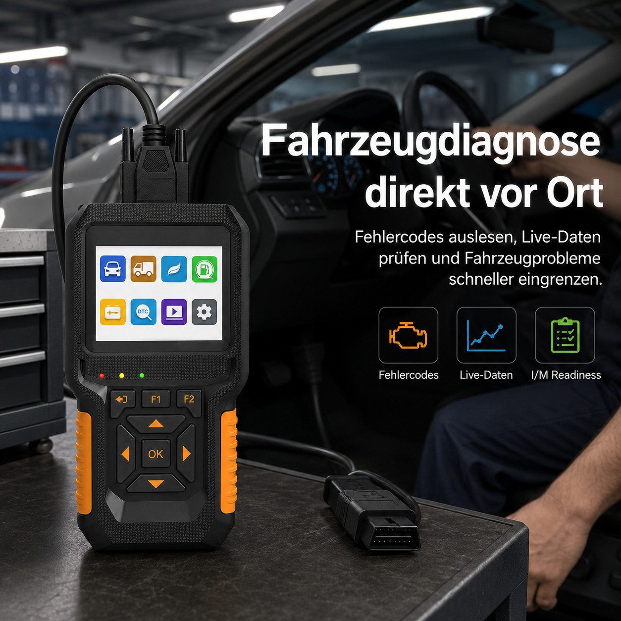 Lisabonde OBD2-Diagnosegerät Kfz Diagnosegerät OBD2 Kfz Fehlerlesegerät 12V 24V, Set, Echtzeit-Datenstrom – Bild 2 von 5