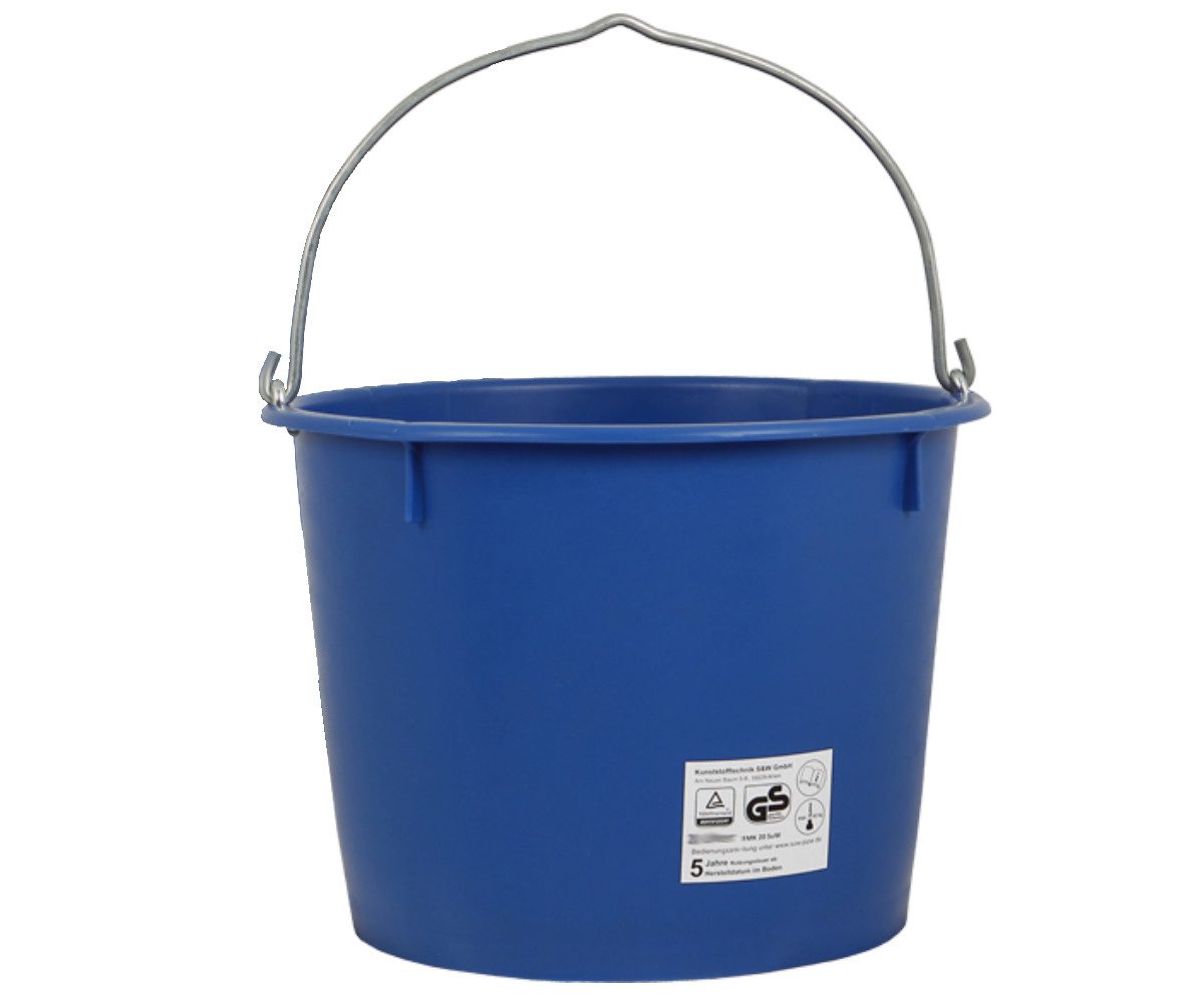 Systafex® Baueimer Robuster Baueimer 20 Liter – Premiumqualität aus Deutschland, Liter Skala, Metallösen, kranbar, verzinkter Bügel