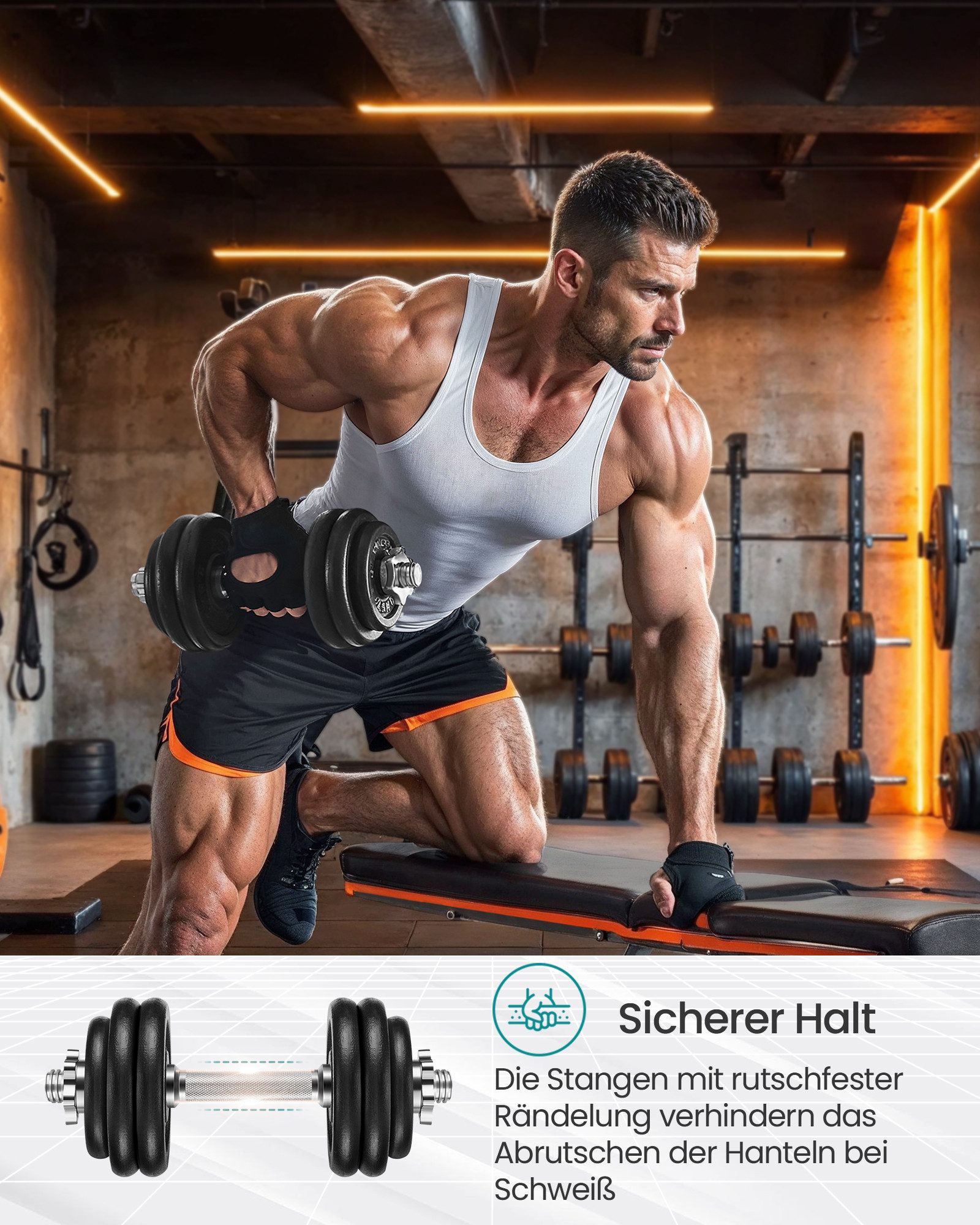 SONGMICS Kurzhantel SYL20/30/40T, Hantelset aus Gusseisen, 20/30/40 kg, verstellbar