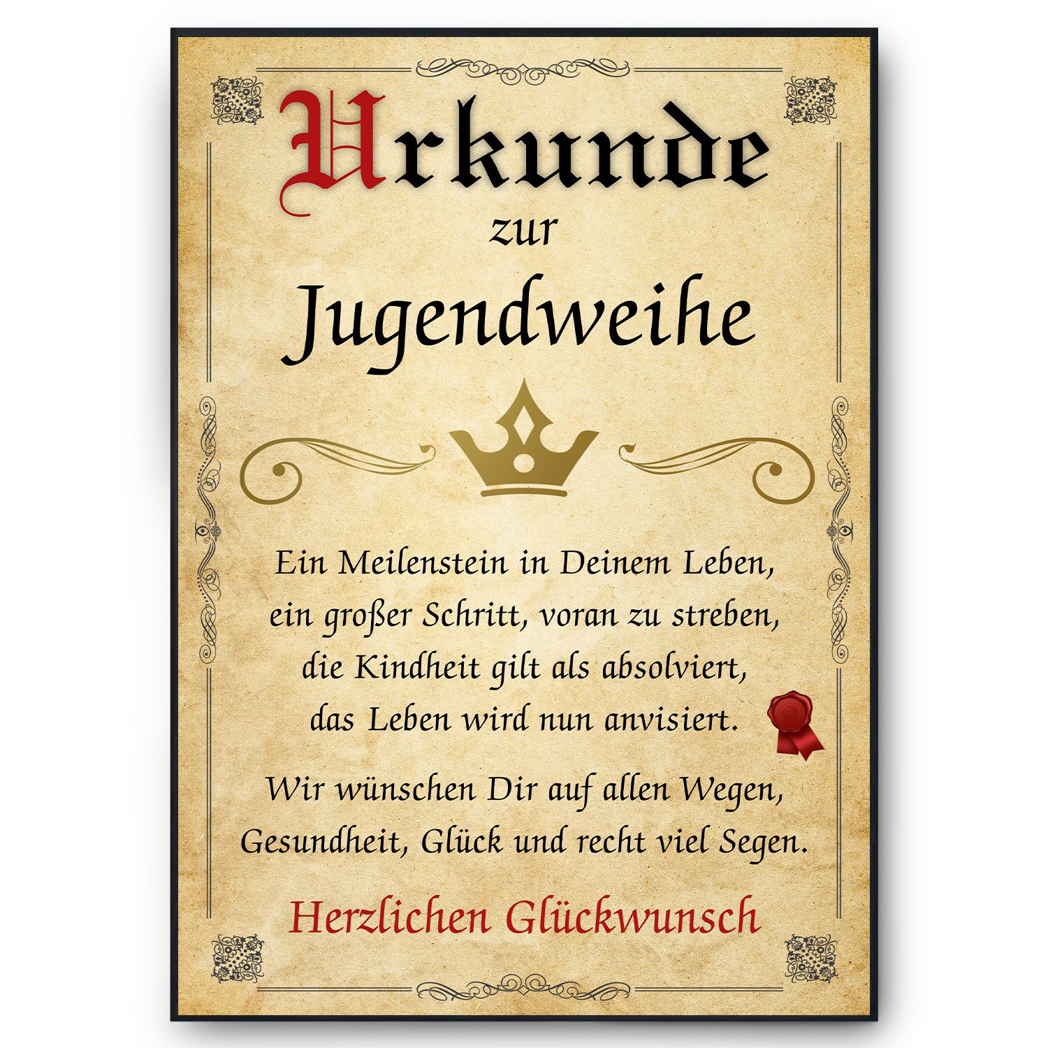 Tigerlino Poster Jugendweihe Geschenk Urkunde zur günstig online kaufen