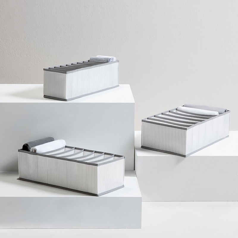 Ocean Home textile Schubladeneinsatz »Aufbewahrungsboxen 3er Set grau gefütterte Schubladen-Organizer« (3er Set)