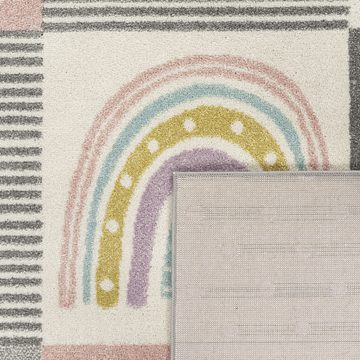 Kinderteppich Kinderteppich Geometrisches Muster Regenbogen Herz, Paco Home, Läufer, Höhe: 13 mm