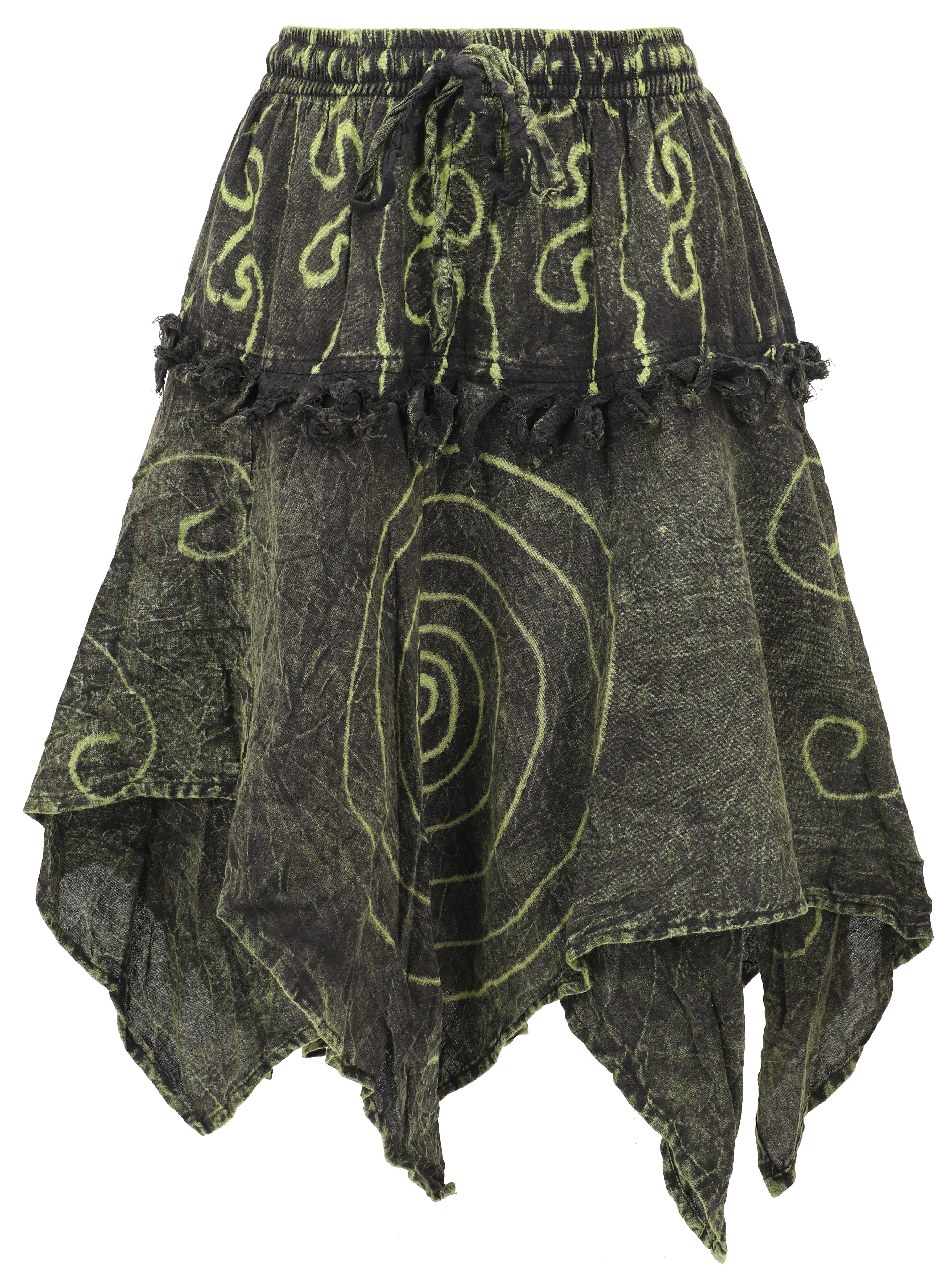 Guru-Shop Minirock Knielanger Boho Zipfelrock, Pixirock - grün alternative günstig online kaufen