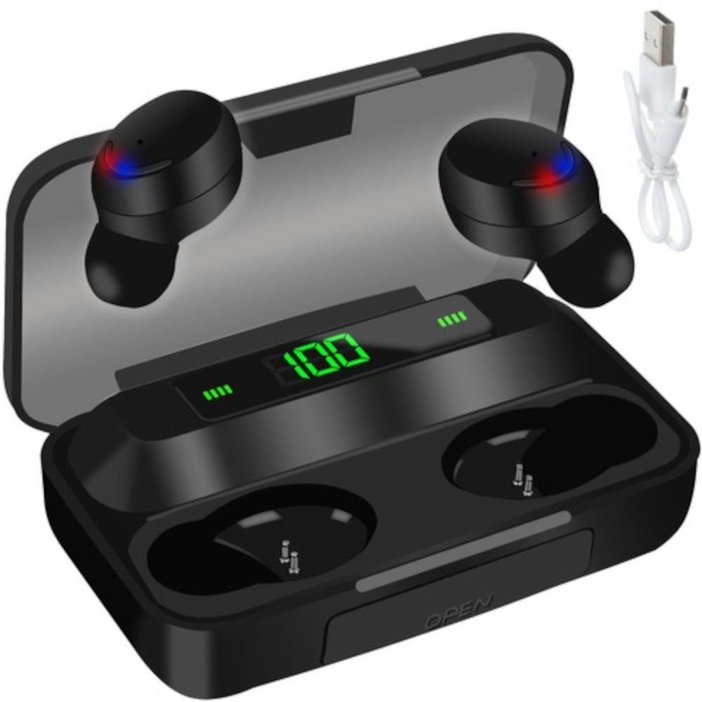 ISO TRADE Kopfhörer mit Powerbank Bluetooth-Kopfhörer (keine Angaben,  Powerbank, Bluetooth, Kabellos, Digital Display, Ladekoffer, Powerbank)