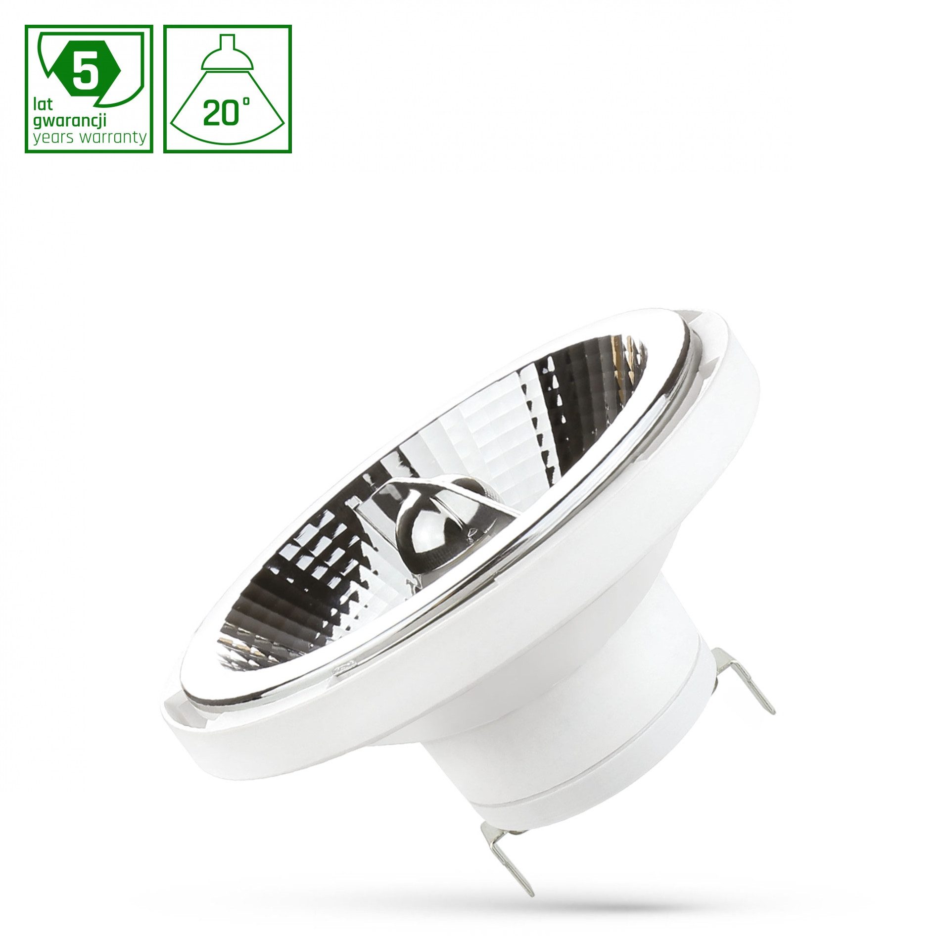 Spectrum LED-Leuchtmittel Spectrum LED AR111 G53 11W 20° Reflektor 780lm weiß 12V Warmweiß 3000K, G53, Warmweiß