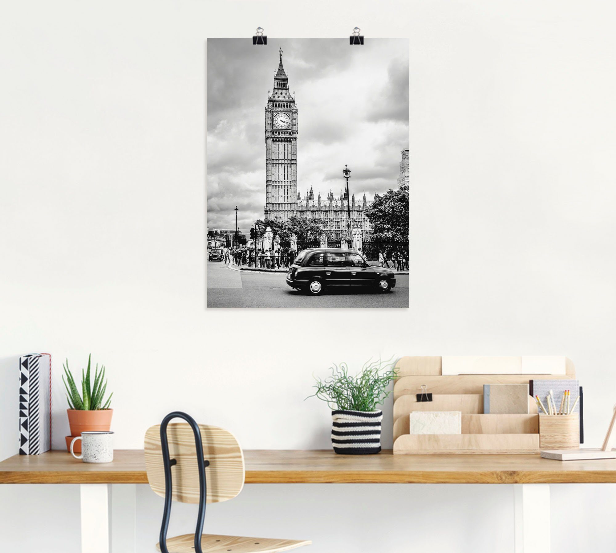 Artland Poster London Taxi und Big Ben, Gebäude (1 St), ohne Rahmen