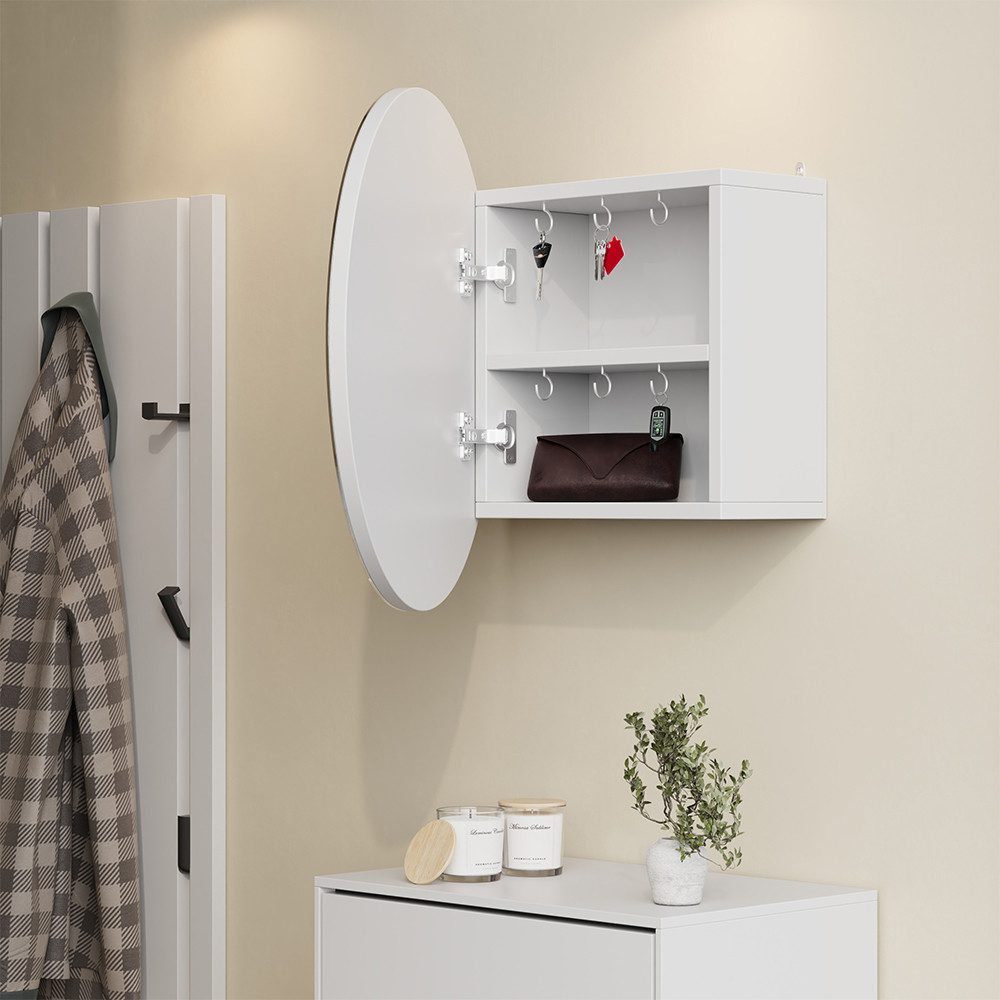 Vicco Badezimmerspiegelschrank Loki, Weiß, 50 x 50 cm mit 2 Fächern (1-St)