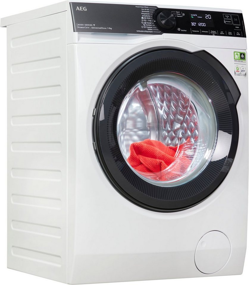 °C 9 8000 in AEG Waschmaschine LR8E75490, Fleckenentfernung PowerCare 30 1400 U/min, kg, bei Wifi 59 nur & - PowerClean Min.