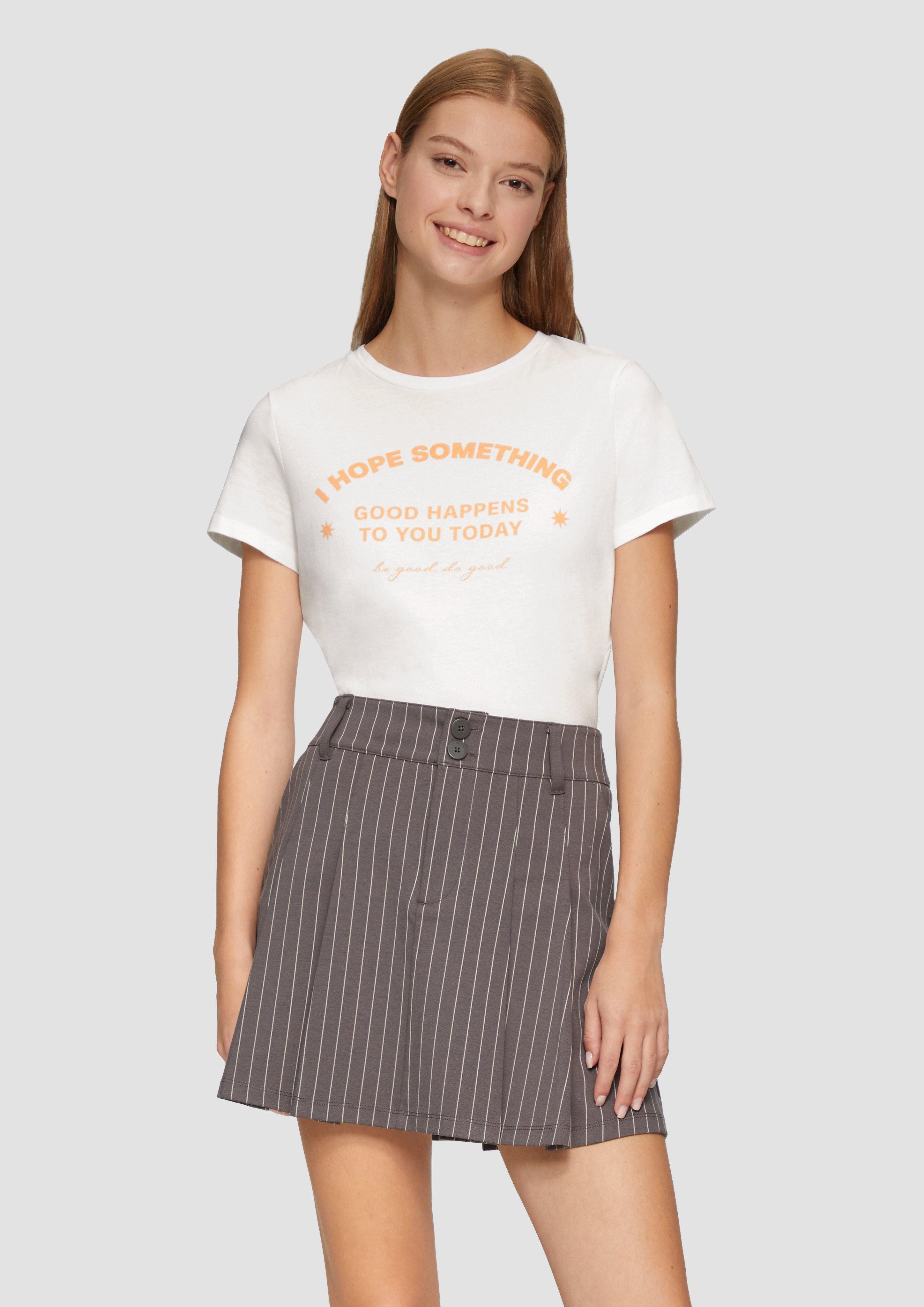 QS Kurzarmshirt T-Shirt mit Frontprint Artwork günstig online kaufen