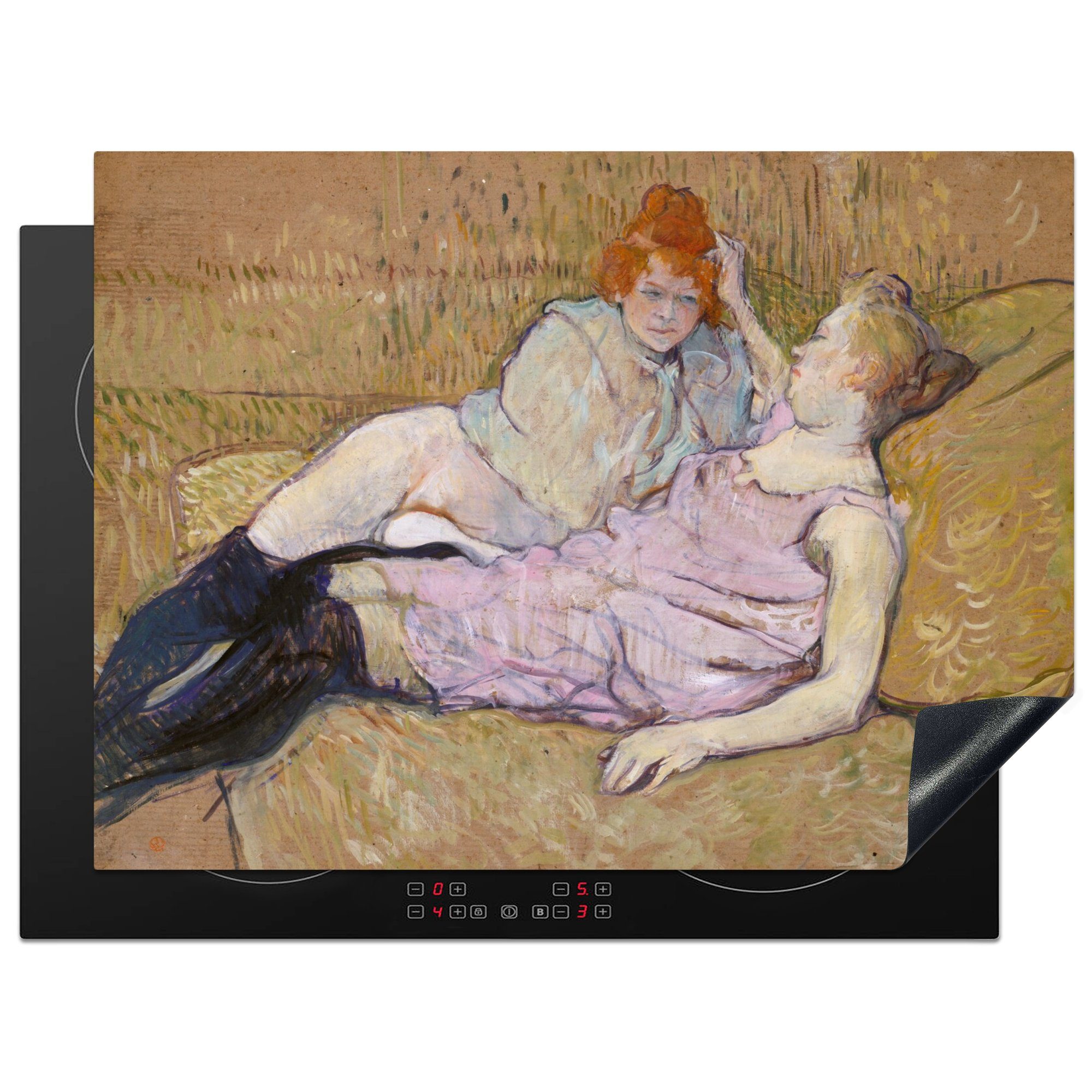 MuchoWow Herdblende-/Abdeckplatte Das Sofa - Gemälde von Henri de Toulouse-Lautrec, Vinyl, (1 tlg), 71x52 cm, Induktionskochfeld Schutz für die küche, Ceranfeldabdeckung