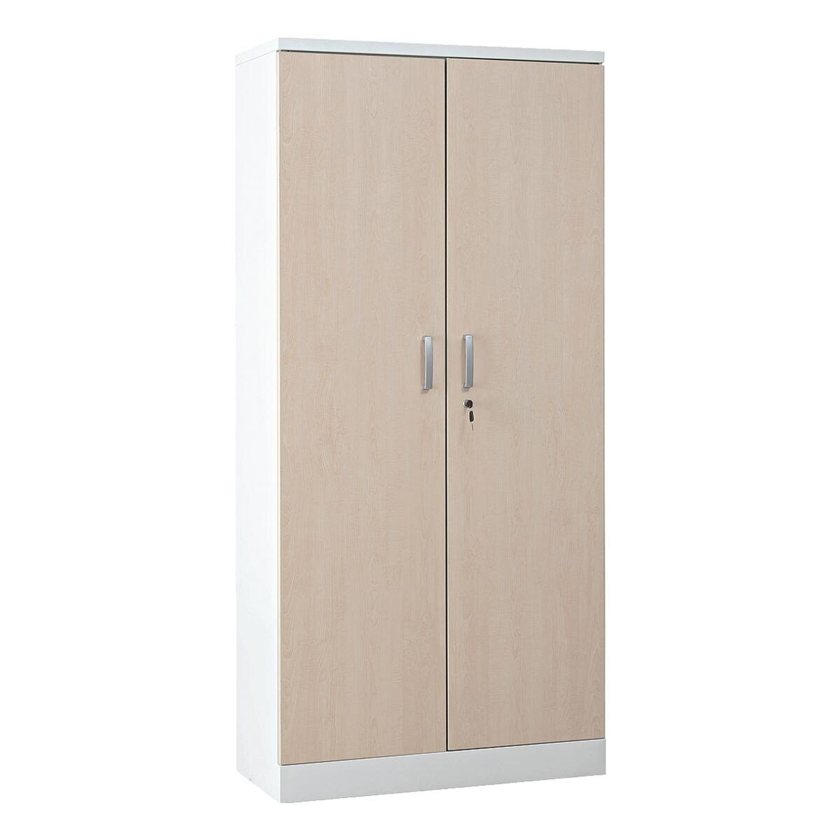 GUERKAN Aktenschrank 5 OH, Stahlschrank, Türen in Holzoptik / weißer Korpus, 92x195 cm weiß/Ahorn