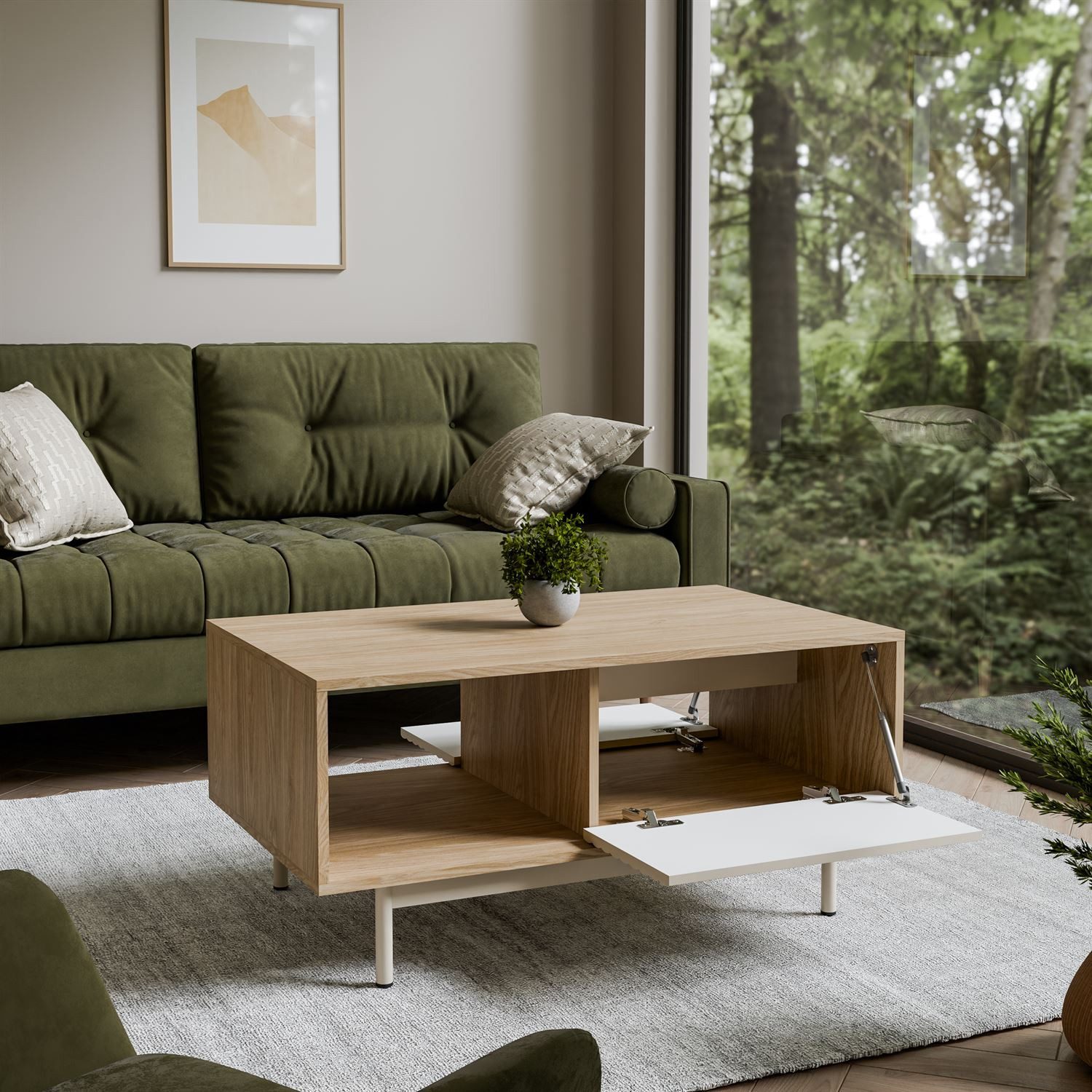 Lookway Couchtisch FLORENCE mit Stauraum (1x Couchtisch), Breite: 100 cm