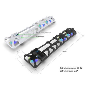 DTC GmbH Gehäuselüfter PS5 Slim-Konsolenkühler mit RGB-Beleuchtung, Intelligente Temperaturkontrolle, geräuschlose Wärmeableitung