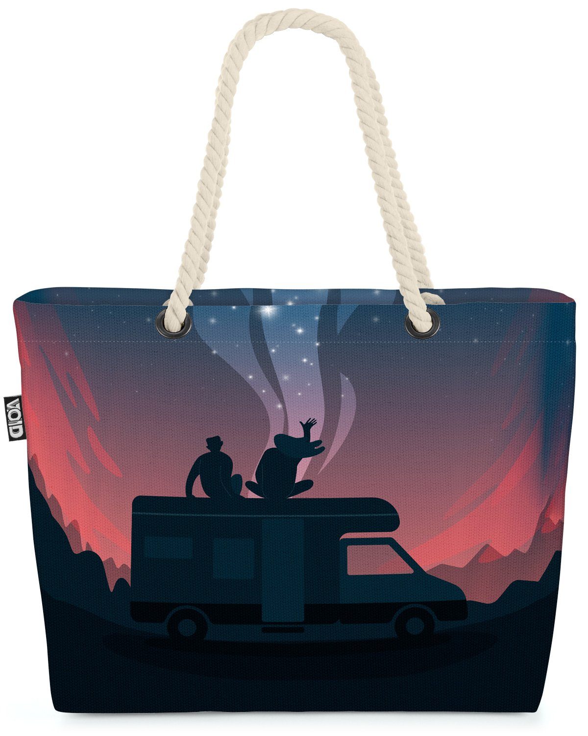 VOID Strandtasche (1-tlg), Camping Bild Pärchen Wohnmobil urlaub zeichnung grafik poster tapete