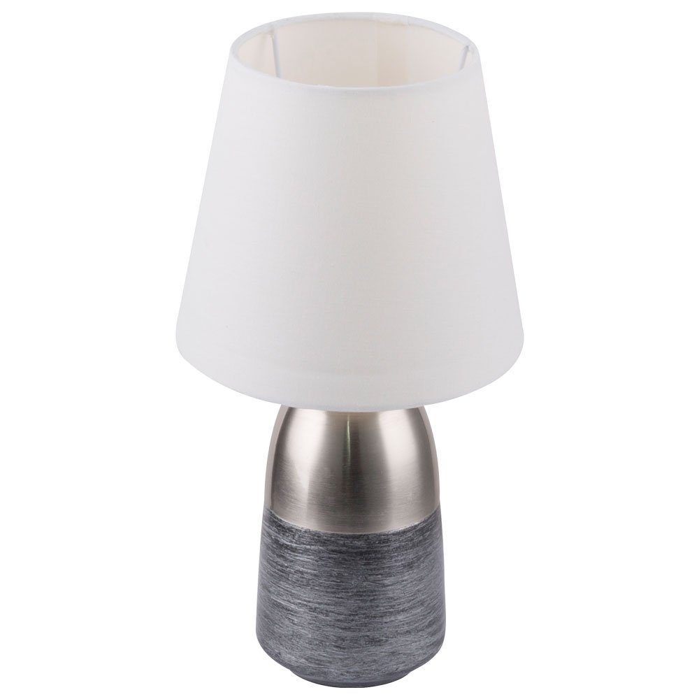 Touch Wohn Zimmer Textil Schreibtischlampe, Schlaf etc-shop Tisch Schalter - Design Leuchten Nacht nickel matt weiß