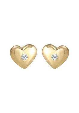 Elli DIAMONDS Paar Ohrstecker Kinder Herz Diamant (0.03 ct) 585 Gelbgold, Herz