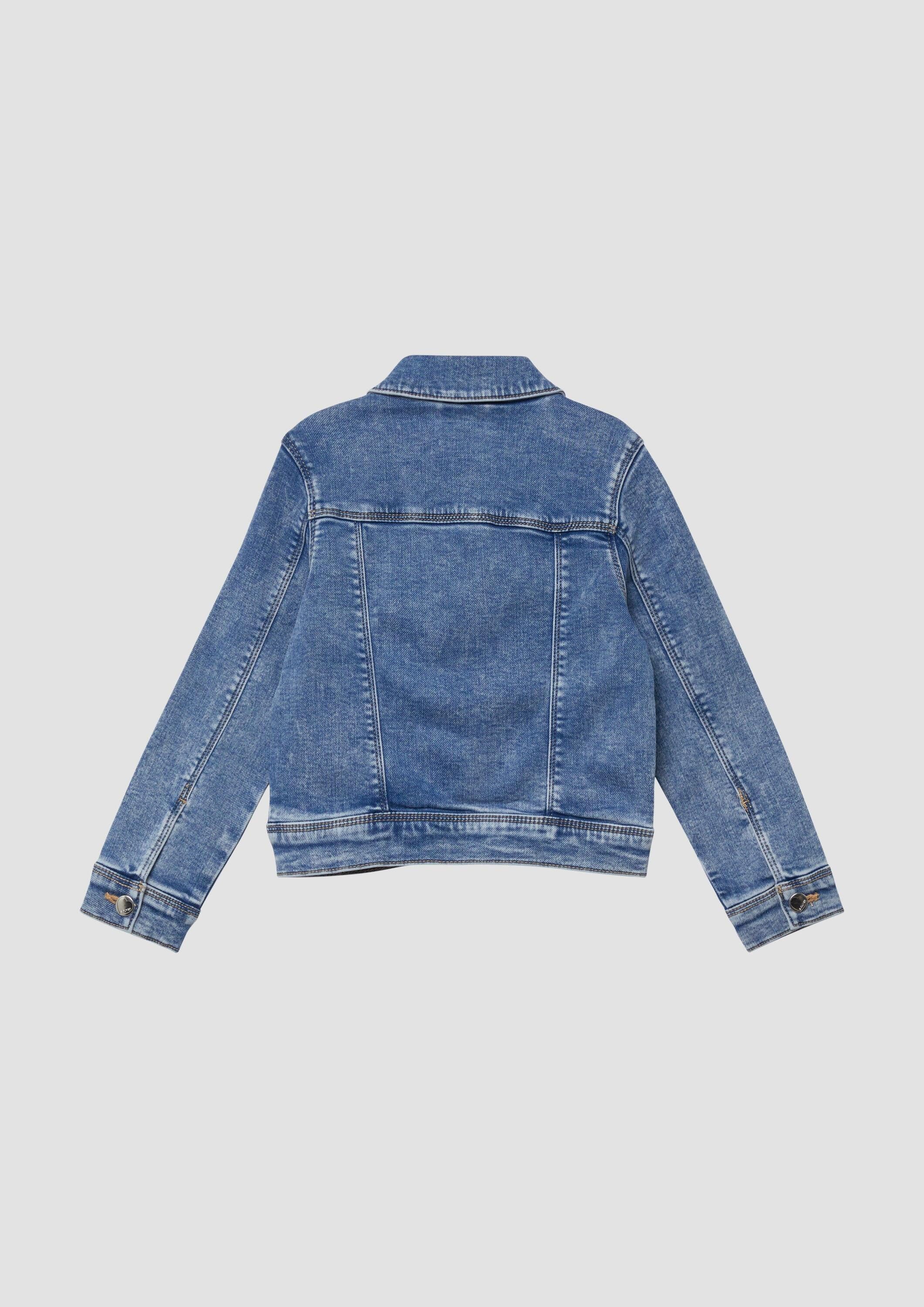 s.Oliver Funktionsjacke Indoor-Jacke Jeansjacke mit Applikation und Used-Effekt