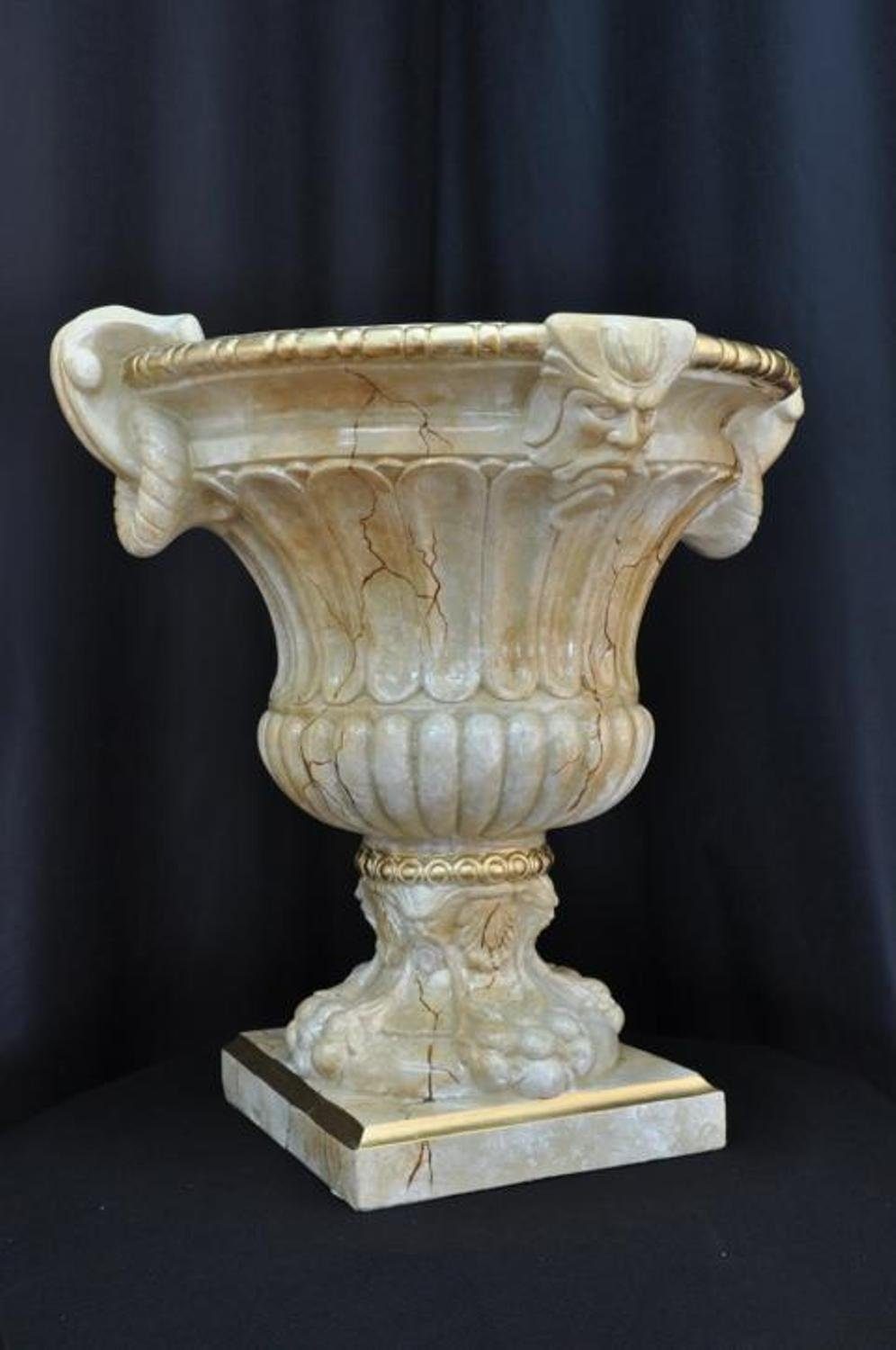 Kelch 69cm Vase Design Topf JVmoebel Deko Beige Dekoration XXL Vasen Blumen Skulptur Pokal