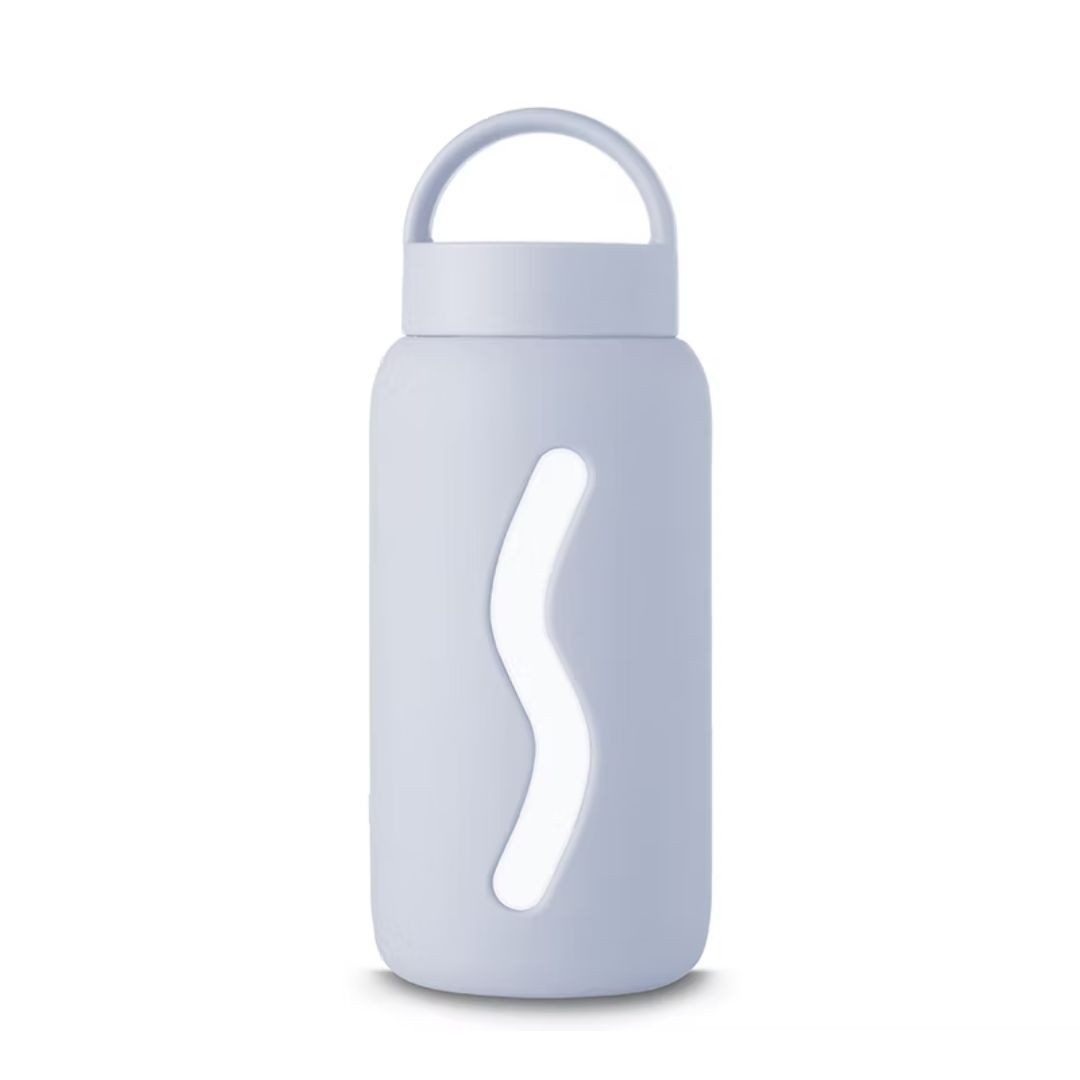 suebidou Trinkflasche Mini Bottle 500 ml aus hochwertigem Borosilikatglas verchiedene Farben, 500 ml, aus robustem Borosilikatglas, Wasserflasche