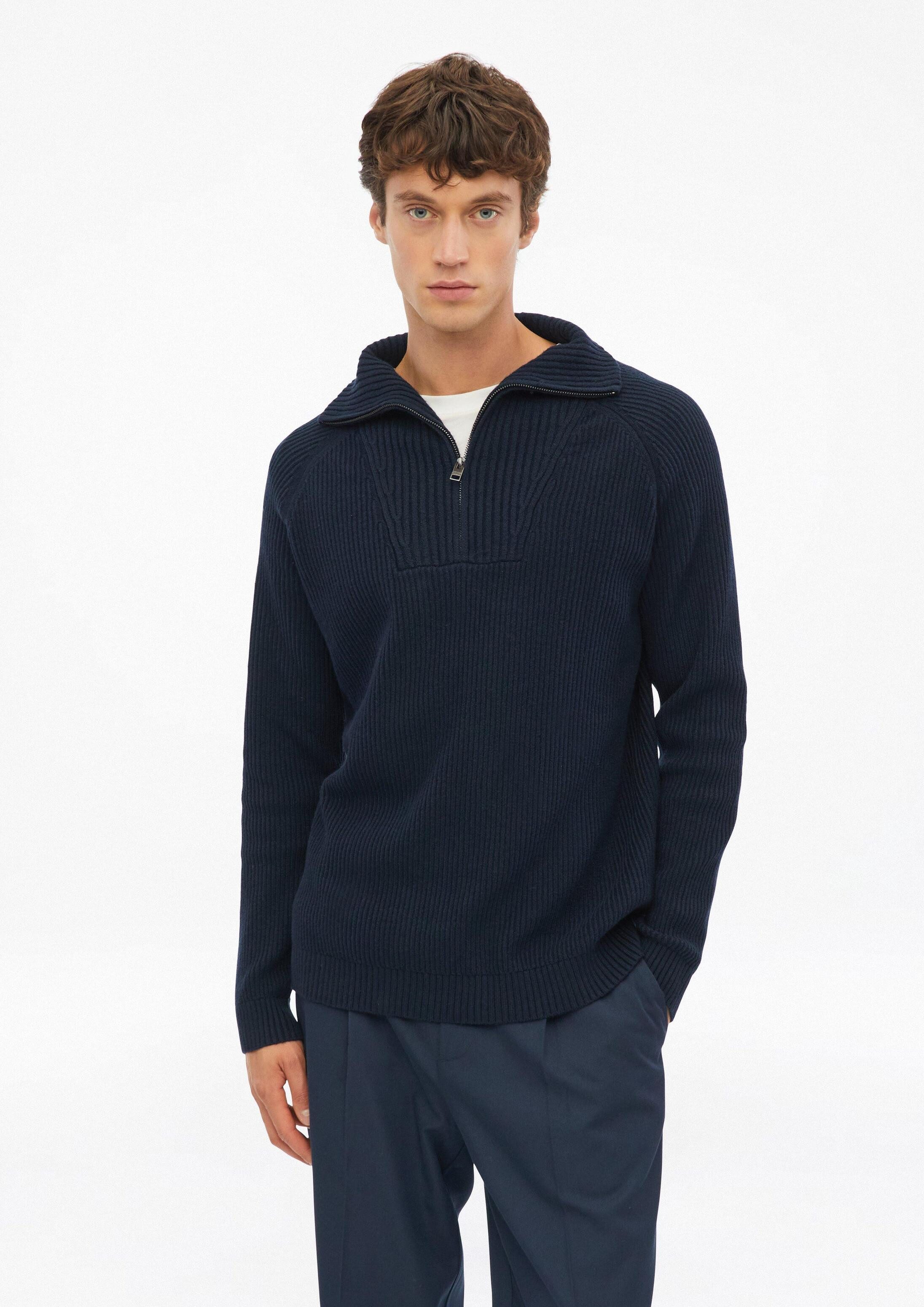 s.Oliver Longpullover Strickpullover Weicher Strick-Troyer mit Rippstruktur