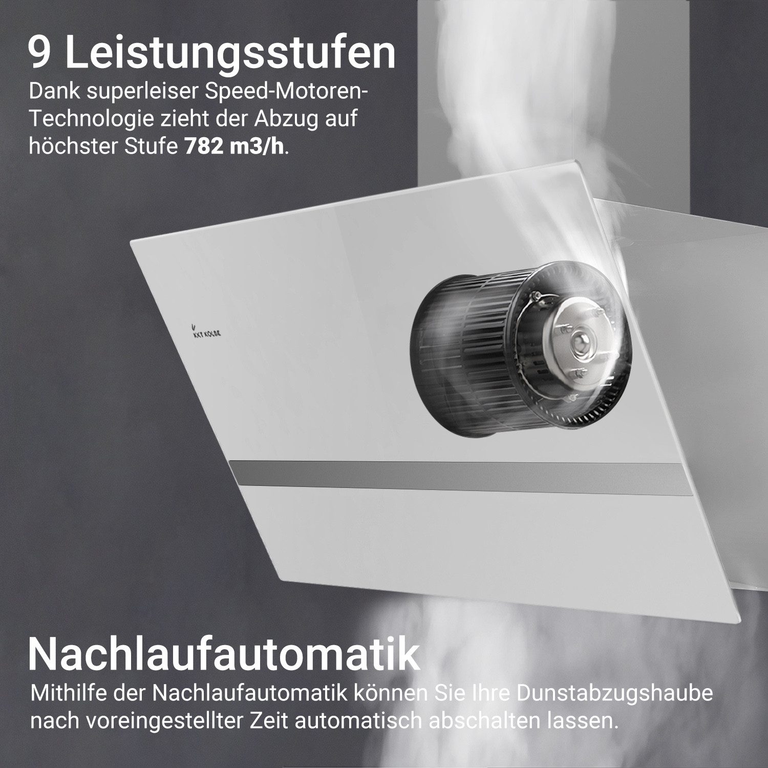 KKT KOLBE Wandhaube Dunstabzugshaube 80cm EASY8005WM RGBW Ambientebeleuchtung Abzugshaube / Schräghaube / 80cm / Weiß / Glas / LED / Smarte WiFi-App – Bild 4 von 5