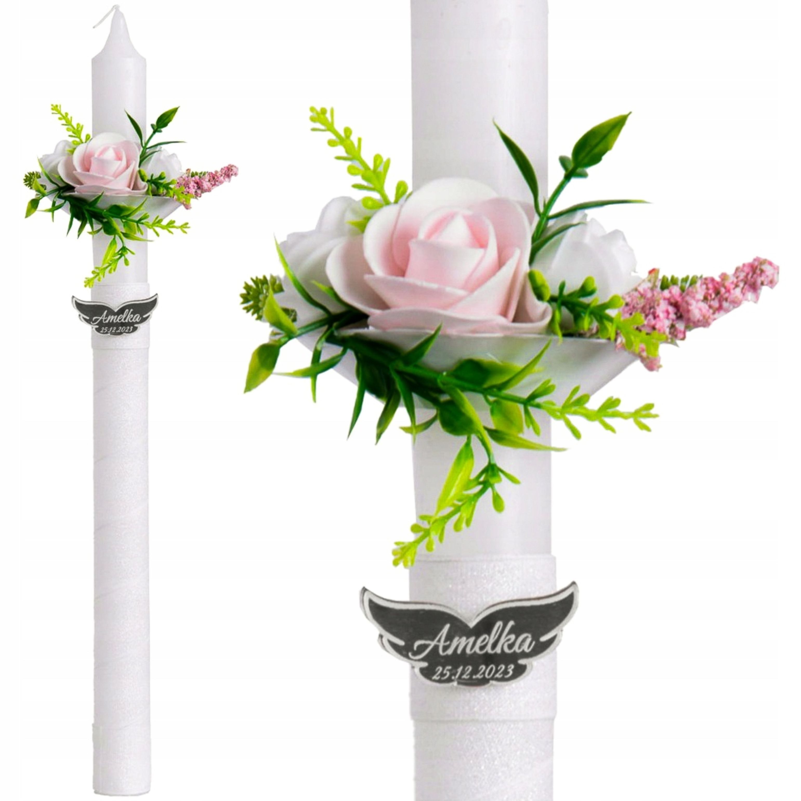 Festivalartikel Tropfschale Kerzentropfschutz Blumen Taufkerze Kommunion OZS-02 Weiß, (1-St)
