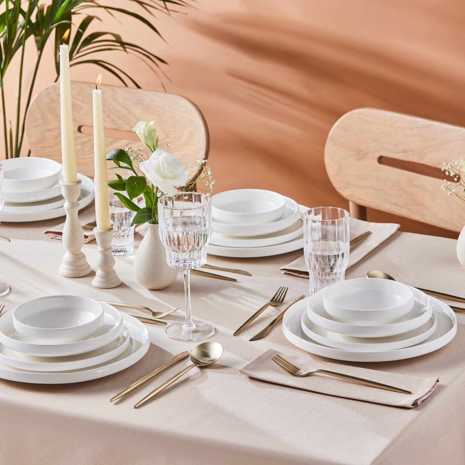 Karaca Geschirr-Set Karaca Streamline New Saturn Geschirrset Weiß 24-teiliges 6 Personen (24-tlg), 6 Personen, KNOCHENPORZELLAN