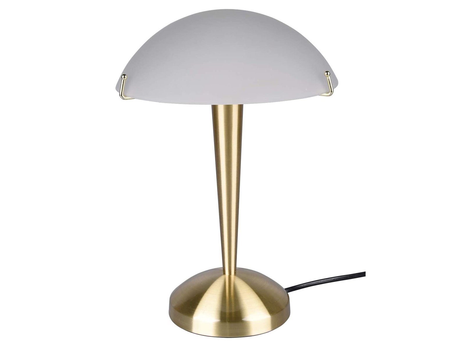 wechselbar, Lampenschirm, Touch H: Messing-Weiß Nachttischlampe, per Bauhaus-stil Pilz-Lampe meineWunschleuchte LED Dimmfunktion, LED dimmbar, Glas 32cm
