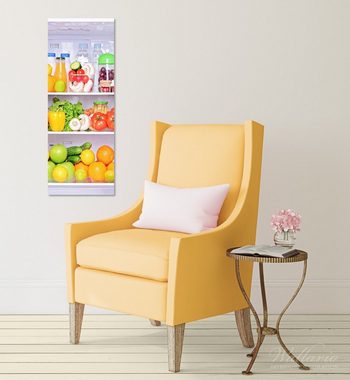 Wallario Glasbild, Offener gefüllter Kühlschrank, in verschiedenen Ausführungen