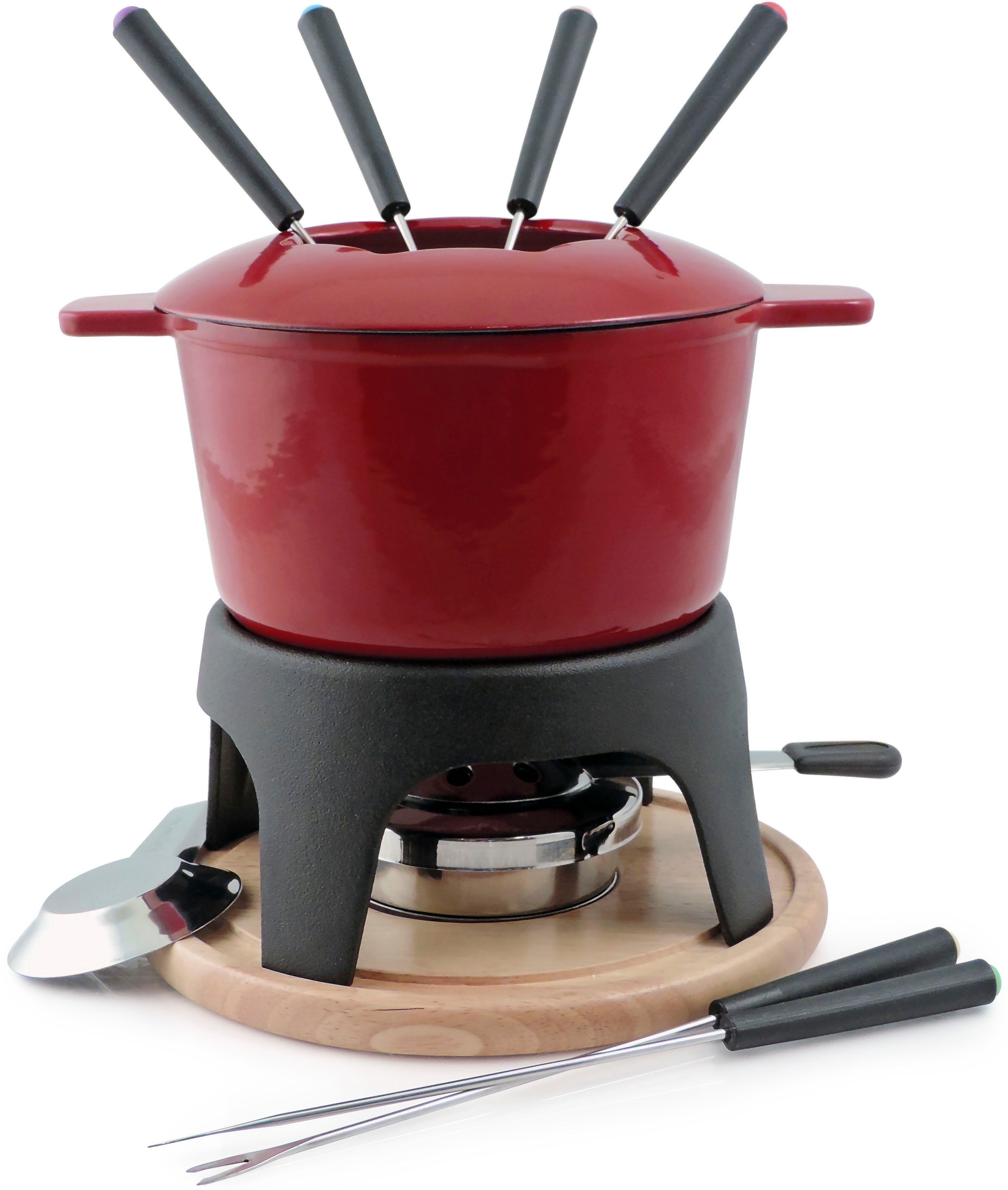 SWISSMAR Fondue Sierra, 6 Fonduegabeln, 1,6 l, 11-teilig rot