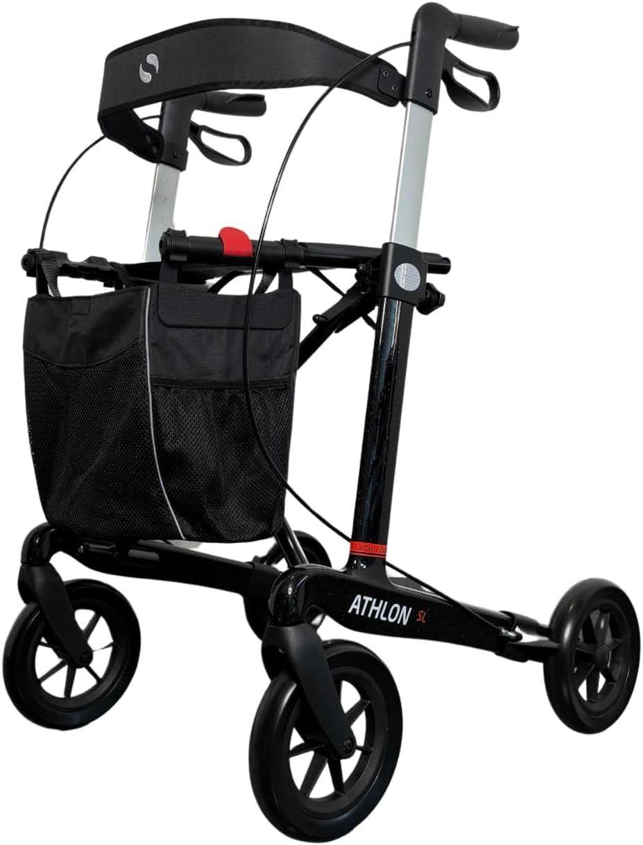Rehasense Rollator Athlon SL Carbon Rollator inkl. Rückengurt Exklusives Design, inkl. Stockhalter & Rückengurt