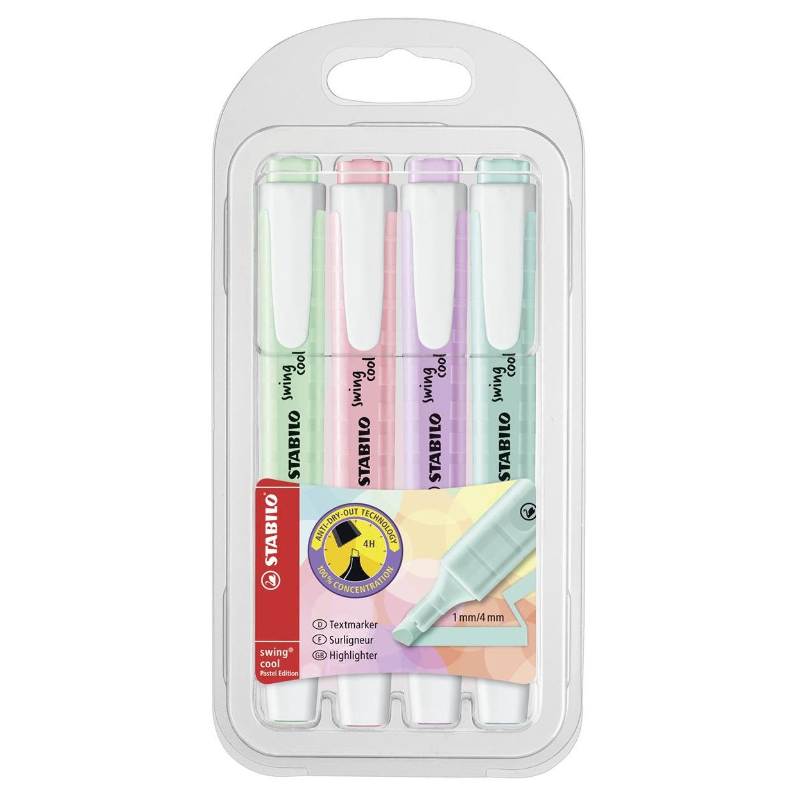 Marker STABILO swing cool Textmarker - 1+4 mm - pastell - 4er Set 2