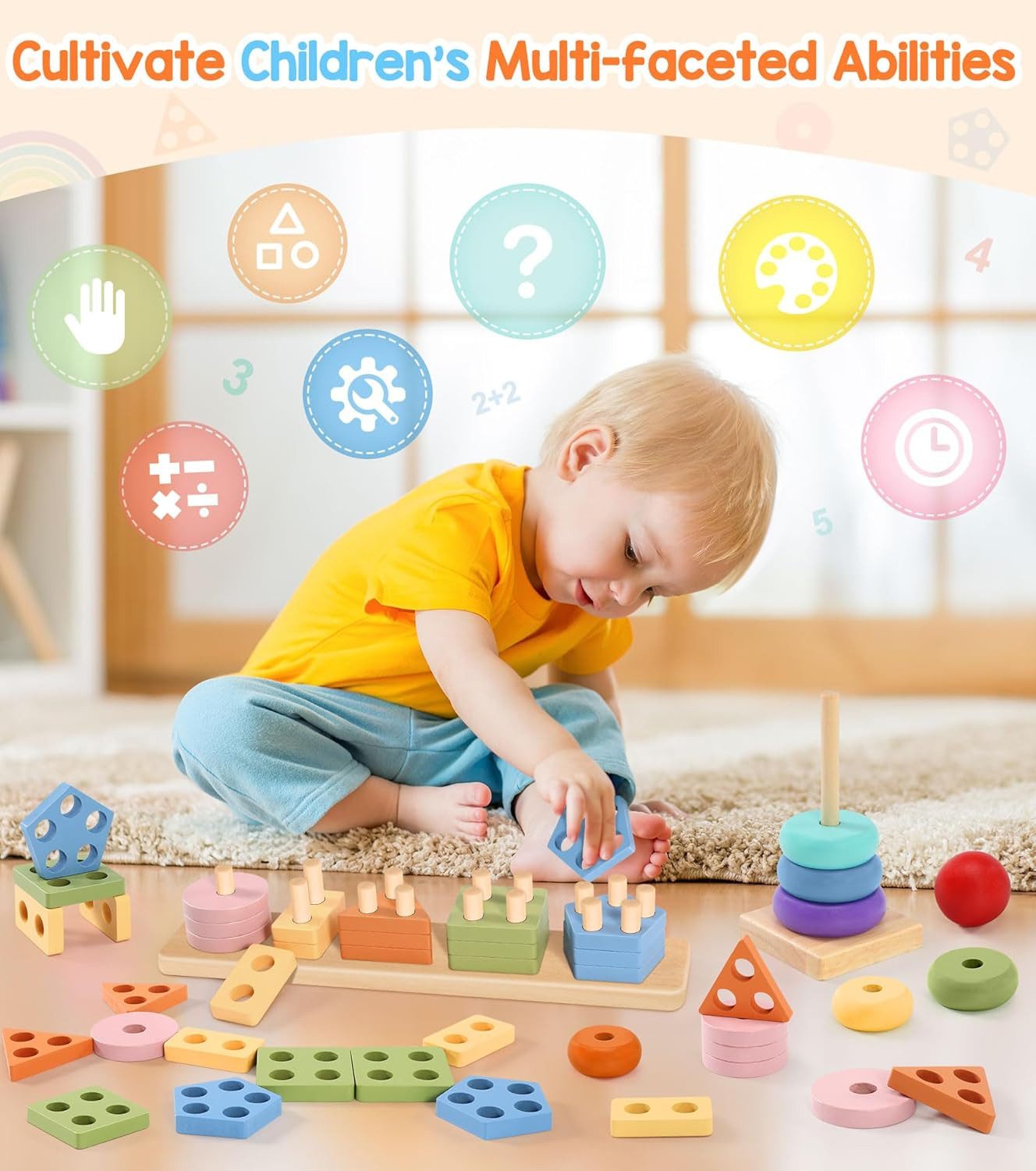 POPOLIC Lernspielzeug Holzspielzeug Motorikspielzeug Baby 6 günstig online kaufen