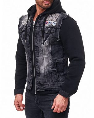 Cipo & Baxx Jeansjacke Kapuzen Sweatjacke BA-CJ185 (1-St) mit Totenkopf auf dem Rücken