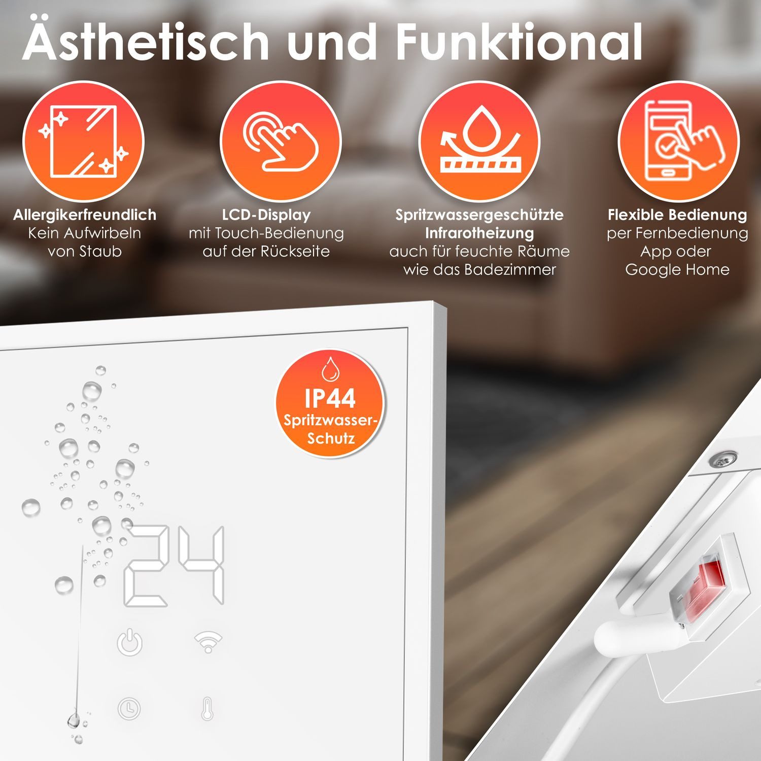 KESSER Infrarotheizung, Energiesparend Infrarot Standgerät & Wandmontage Elektroheizung