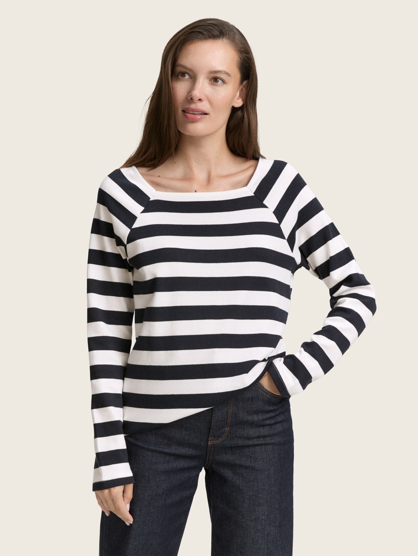 TOM TAILOR Langarmshirt Langarmshirt mit Streifenmuster günstig online kaufen