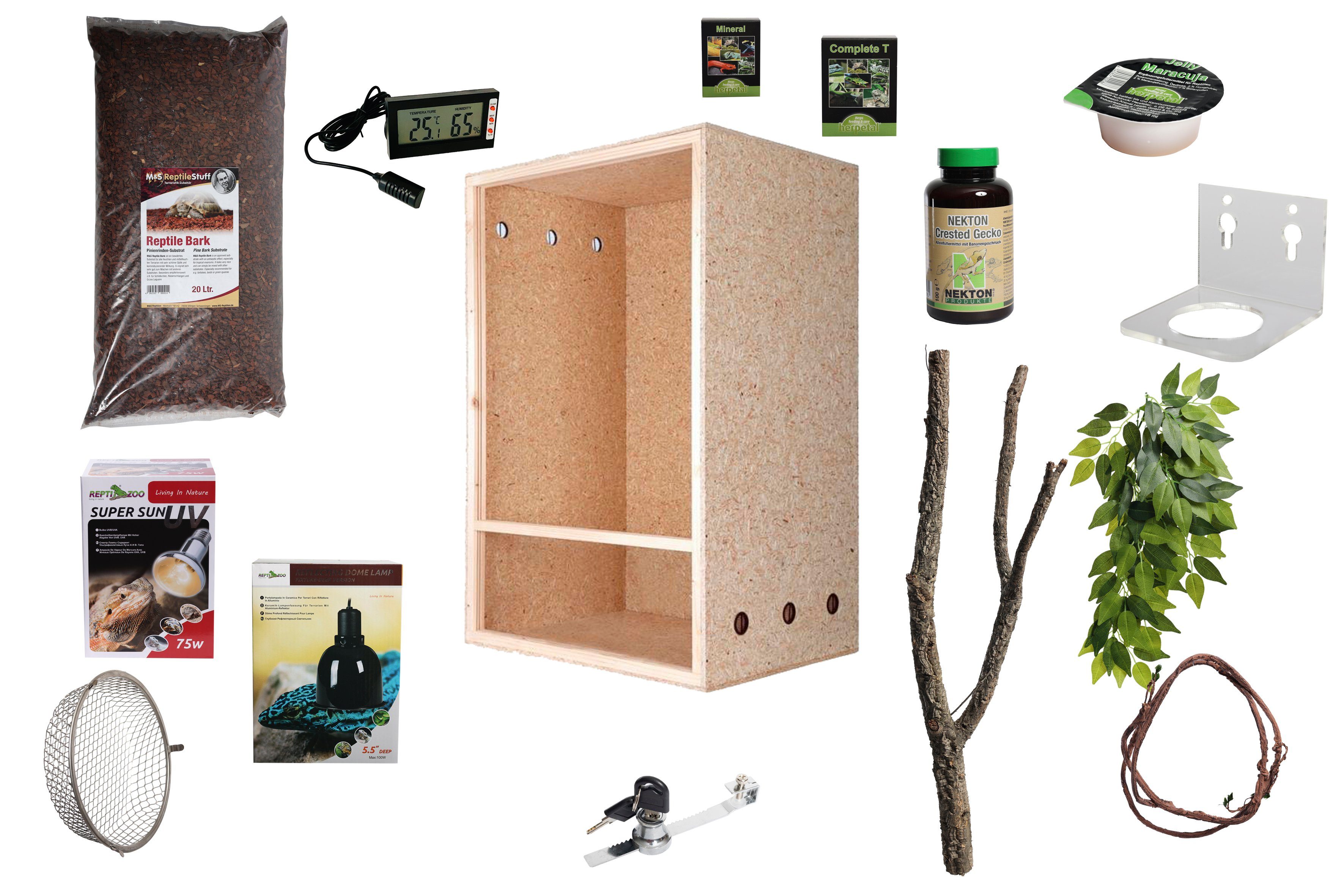 M&S Reptilien Terrarium Komplettset: Für Kronengeckos XL