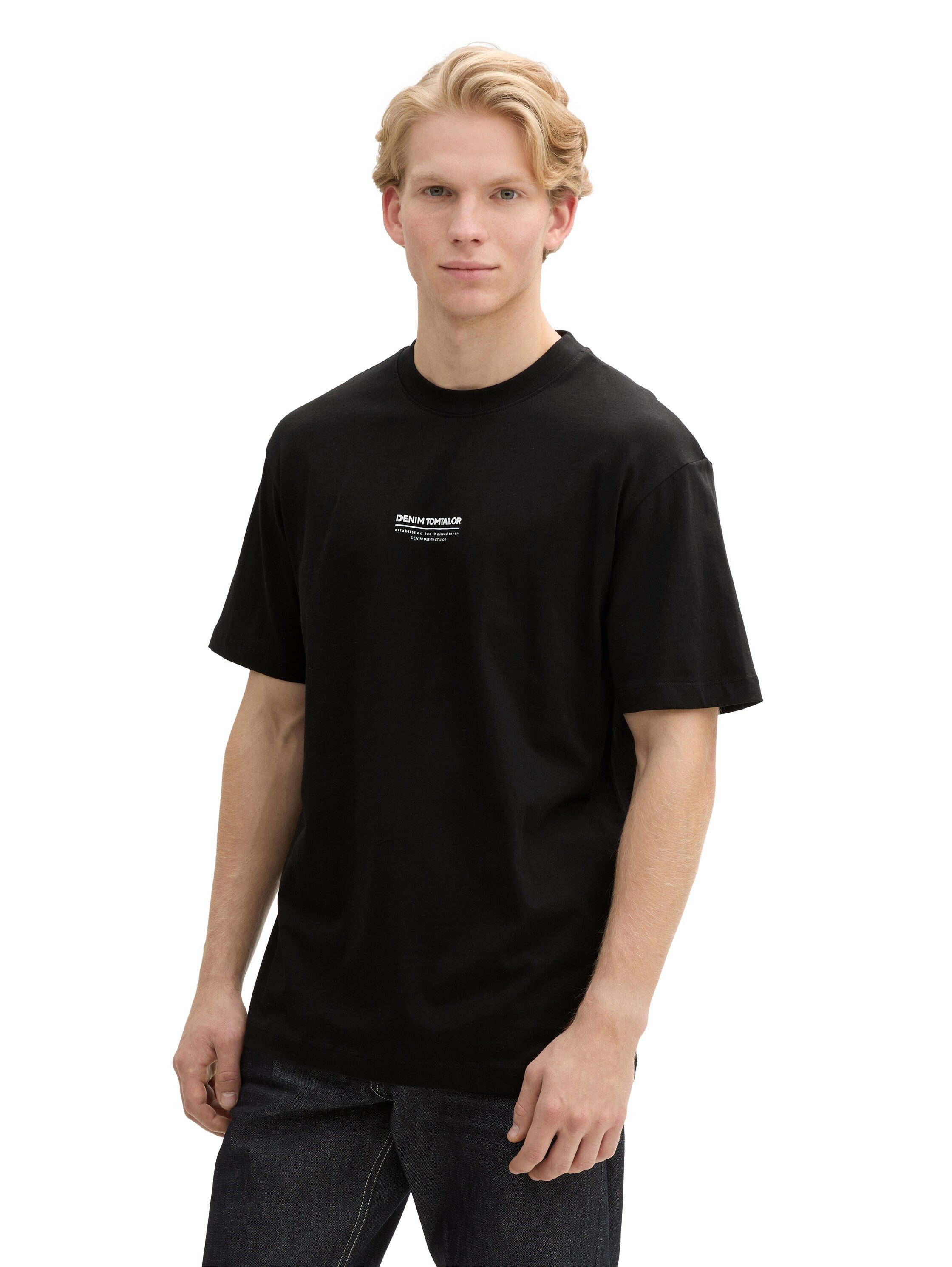 TOM TAILOR Denim T-Shirt mit Marken-Frontprint günstig online kaufen