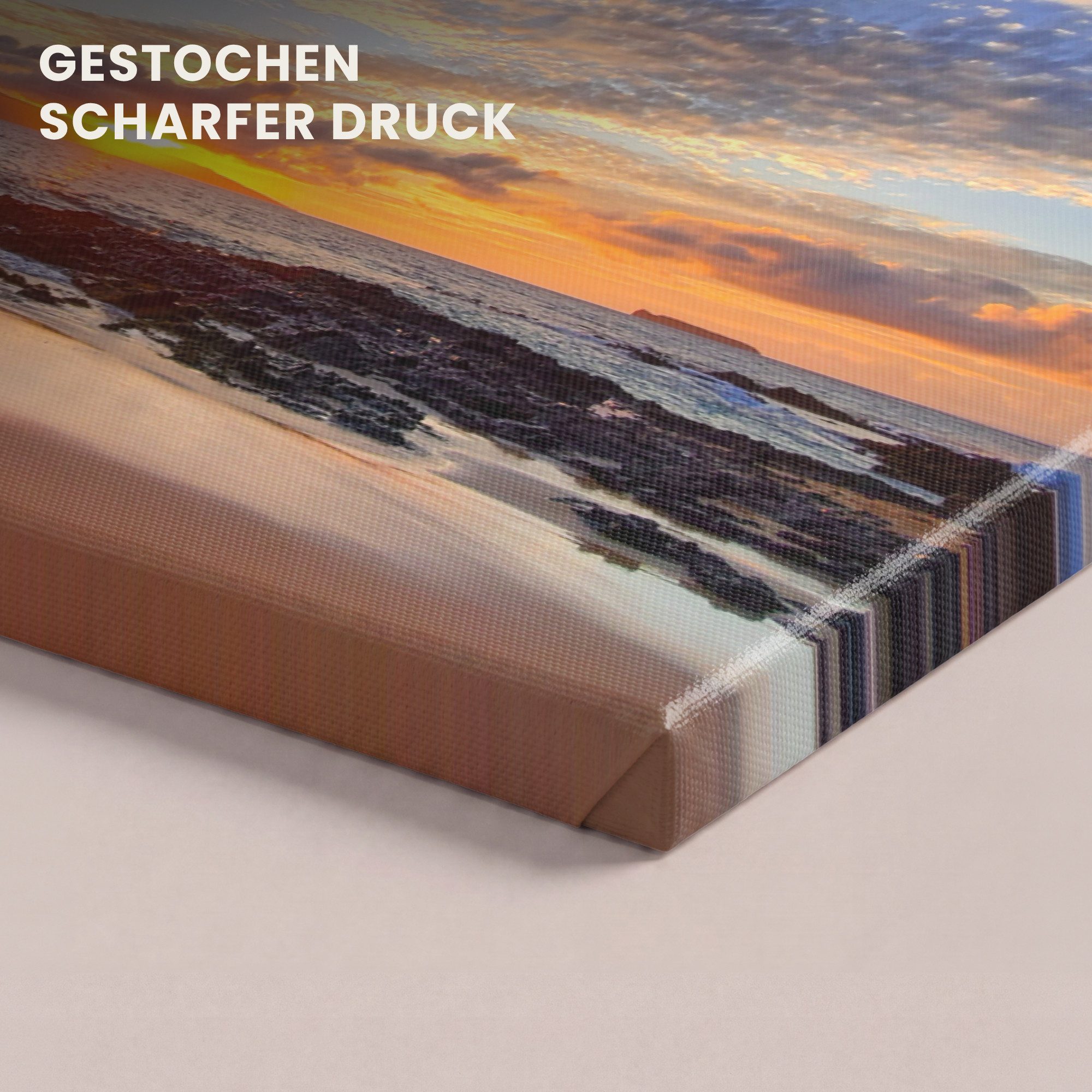 OneMillionCanvasses® Leinwandbild Panorama Strand - Meer - Sonnenuntergang - Hawaii, Fotodruck (1 St), Wandbild, Deko Schlafzimmer Wohnzimmer Flur 40x20 cm – Bild 3 von 5