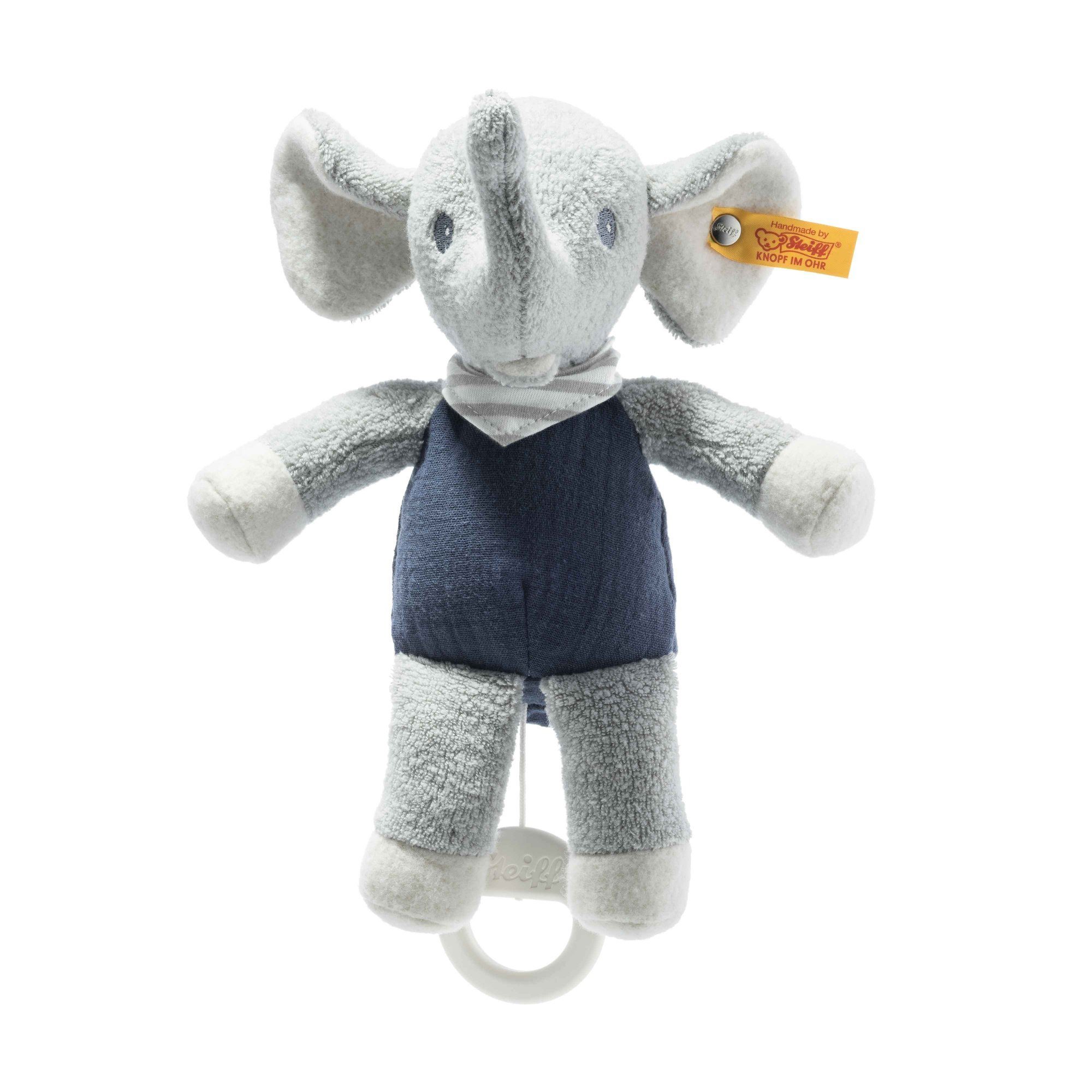 Steiff Kuscheltier Eliot Elefant Spieluhr 22 cm grau-weiß GOTS 241765