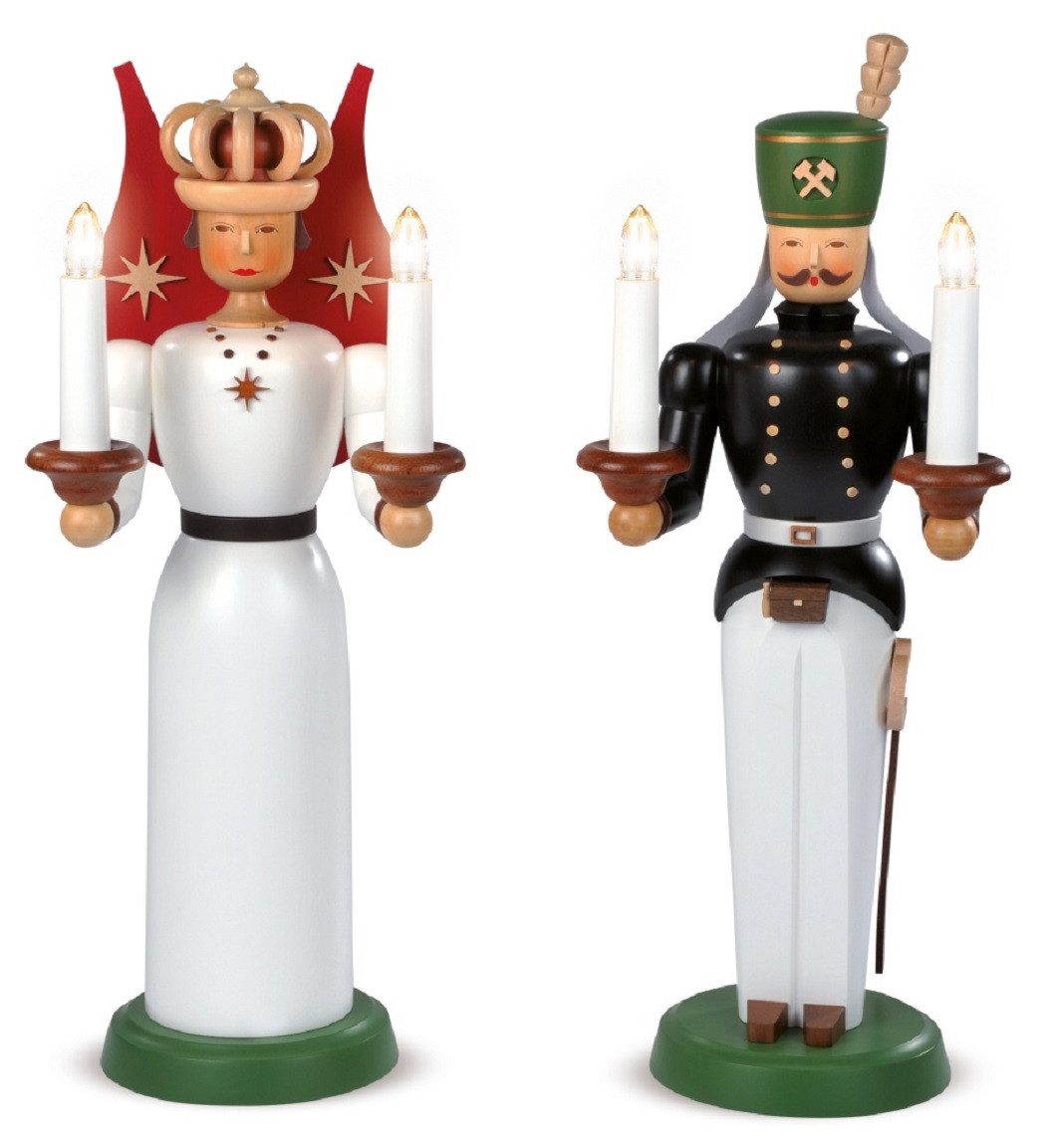 Müller Kleinkunst GmbH Seiffen Weihnachtsfigur Müller Engel und Bergmann groß, Handarbeit aus dem Erzgebirge
