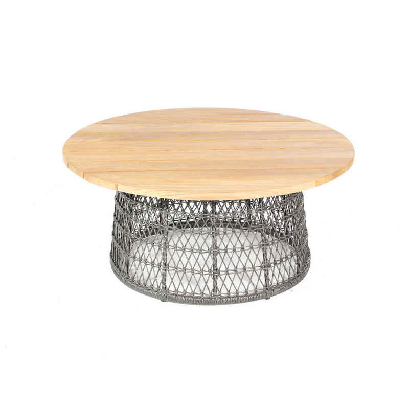 SonnenPartner Gartentisch Sonnenpartner Lounge-Tisch Retro ø 100 cm Aluminium mit Teak