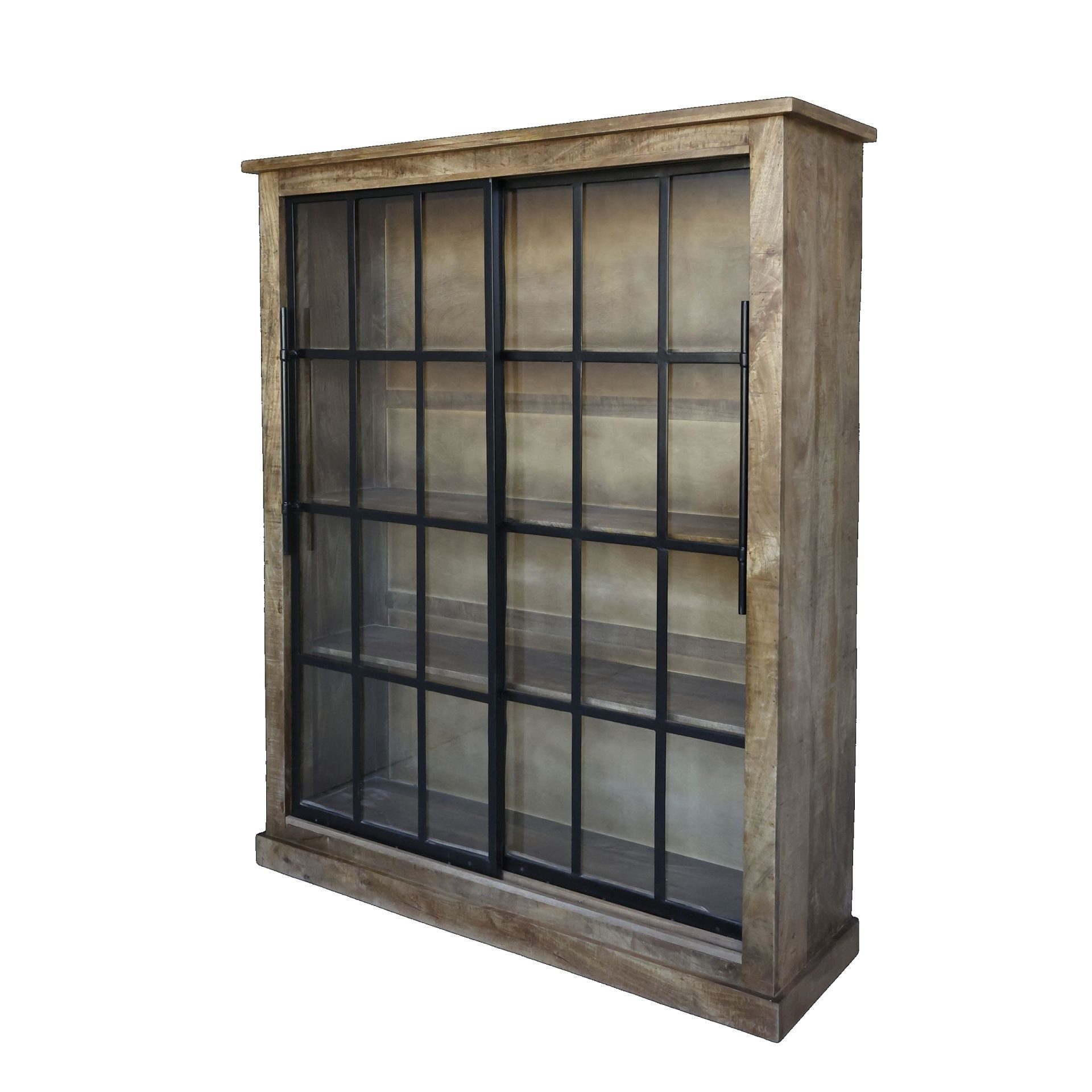 Chic Antique Vitrine Vintage Geschirrschrank Paris Mangoholz Glas 190