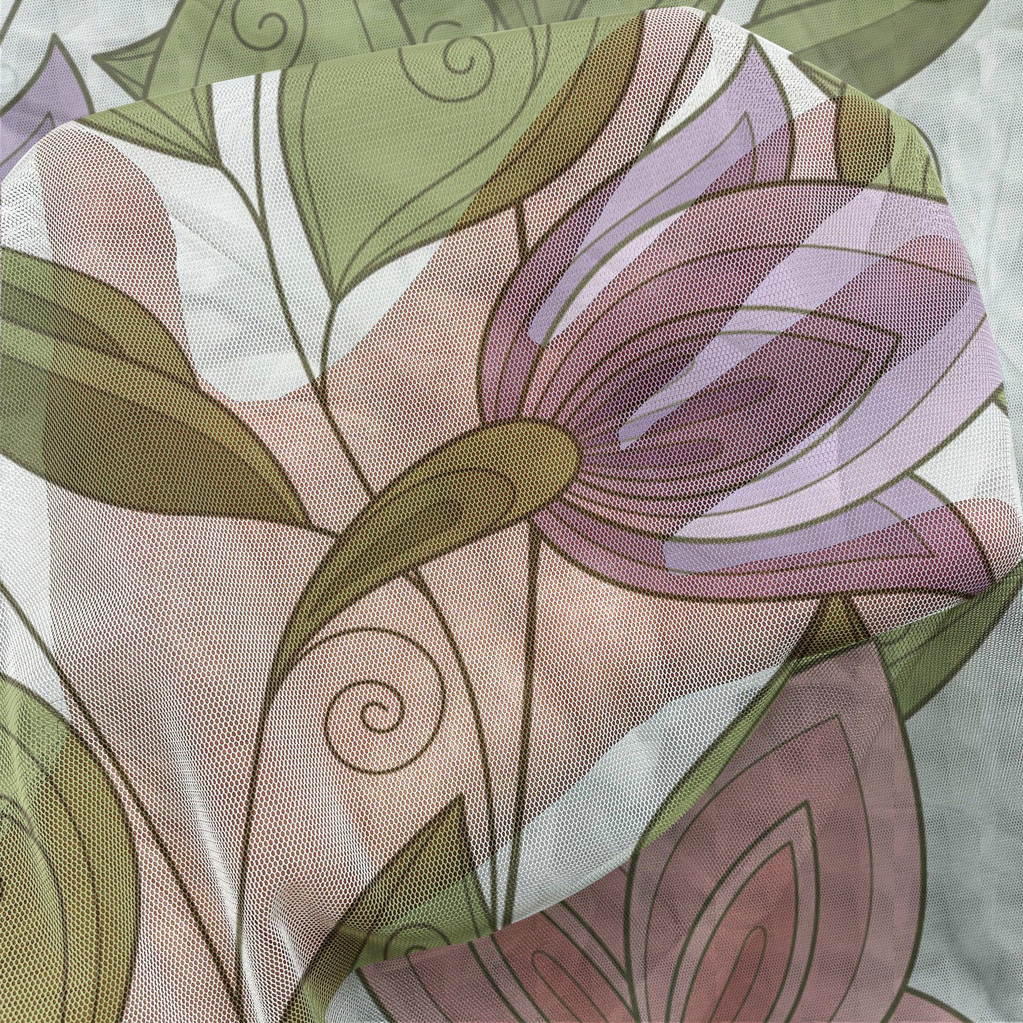 Gardine schiere 2 Drapierung Panels, Party Hochzeit Blumen Pastelltulpe Blumen für Abakuhaus