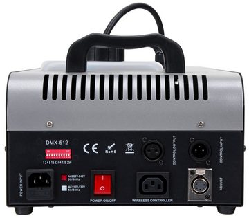 Showlite Discolicht SN-1500D DMX Nebelmaschine inkl. Nebelfluid, Set inkl. 1 L Fluid, Die ideale Nebelmaschine zur Festinstallation