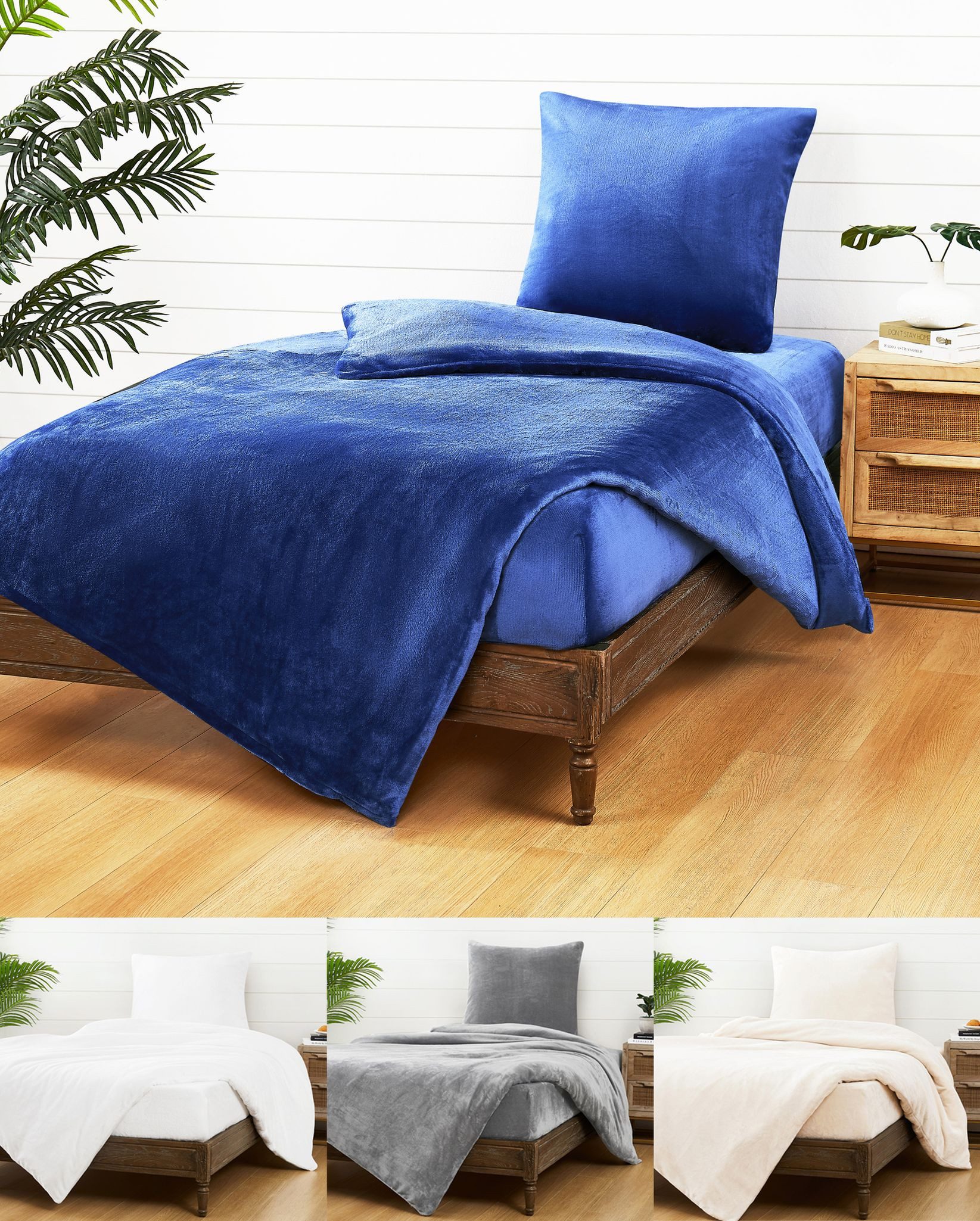 JACK Bettwäsche JACK Teddy Flausch 135x200cm Weiß Grau Anthrazit Blau, Fleece, 2 teilig, kuschlig, weiche Oberfläche, superweicher Cashmere-Touch