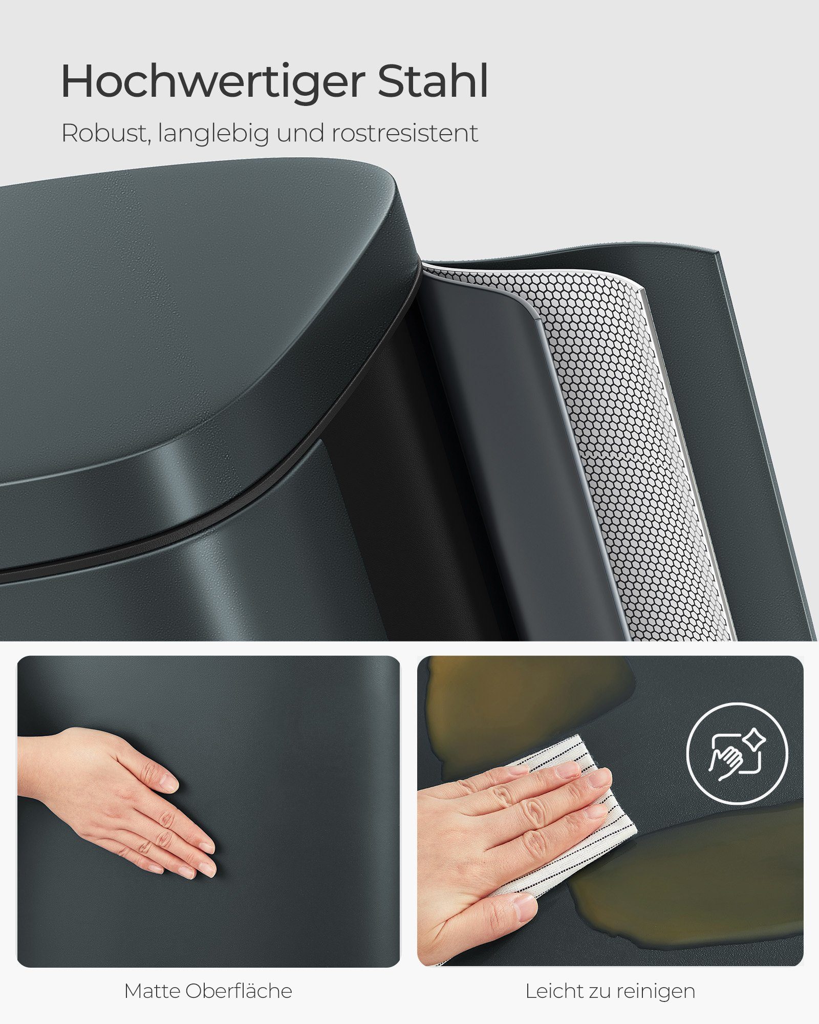 SONGMICS Mülleimer, Müllbehälter, Abfalleimer, 30 L,Softclose