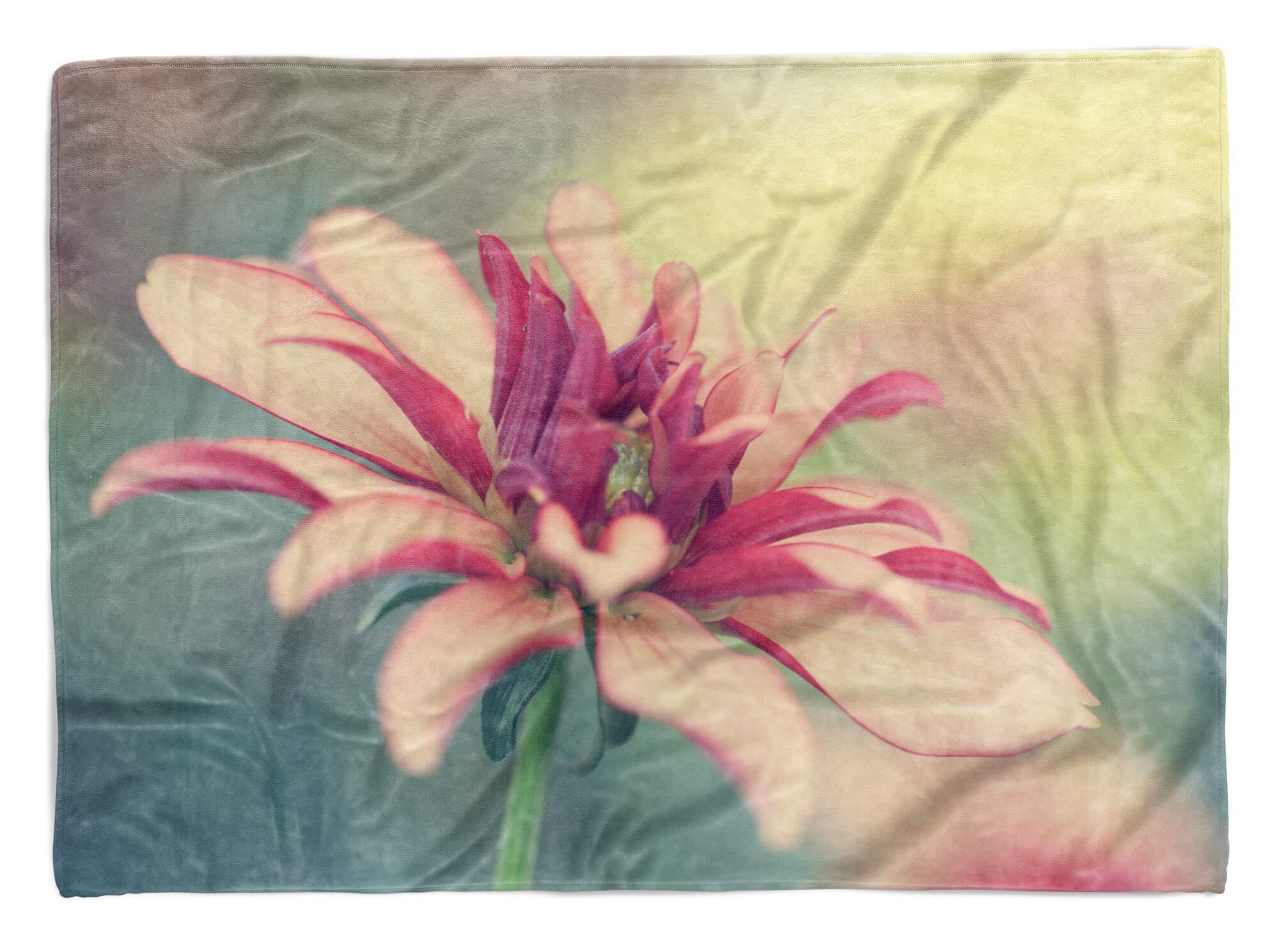 Art Sinus Blume mit Blüte (1-St), Handtuch Strandhandtuch Kuscheldecke Handtuch Fotomotiv Makrof, Baumwolle-Polyester-Mix Handtücher Saunatuch