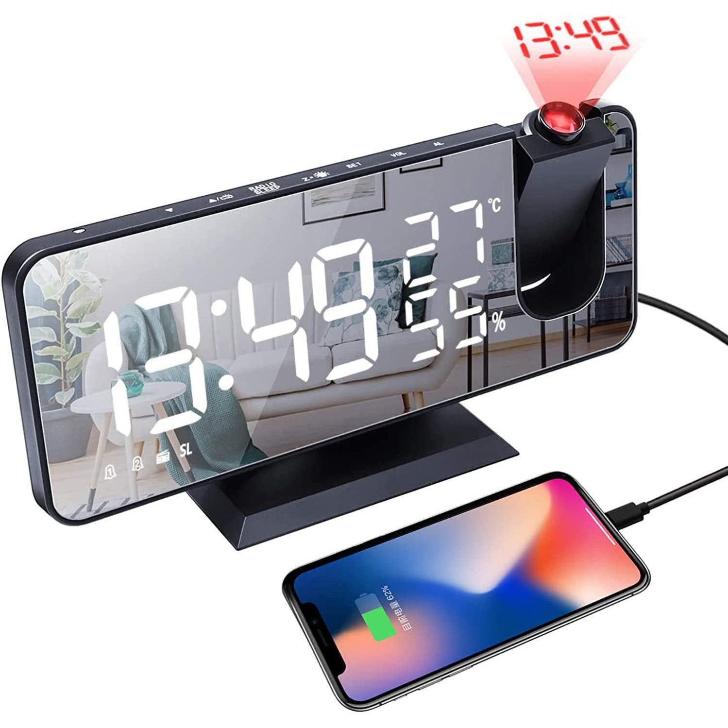 ZEUOPQ Projektionswecker Projektionswecker,Doppelalarm,LED-Display,Auto dim günstig online kaufen